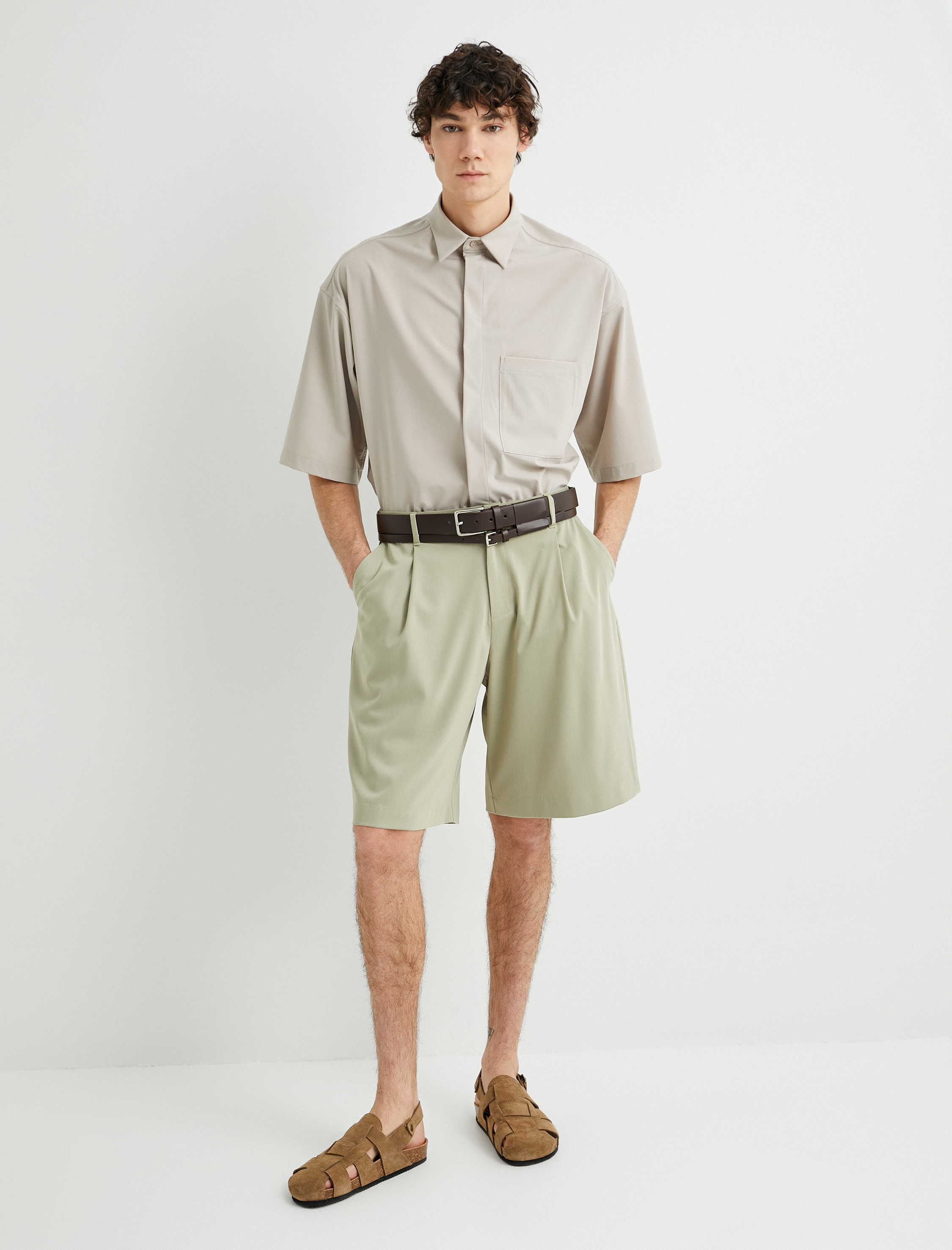 Kısa Kollu Gömlek Cep Detaylı Klasik Yaka Regular Fit