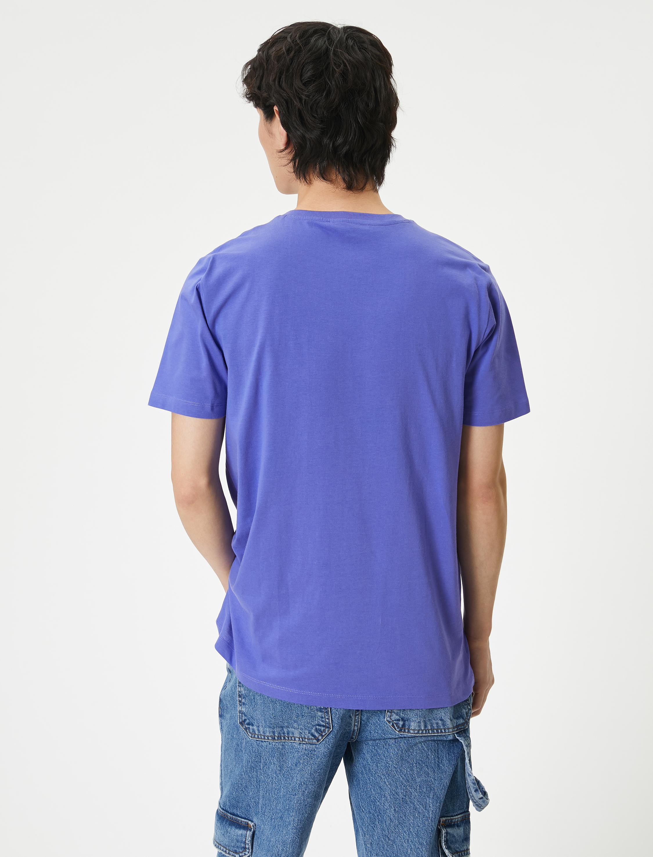   Slogan Baskılı Tişört Slim Fit Kısa Kollu Bisiklet Yaka