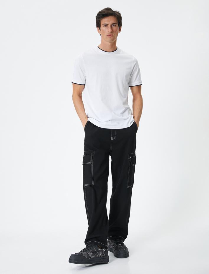  Basic Tişört Kısa Kollu Bisiklet Yaka Biyeli