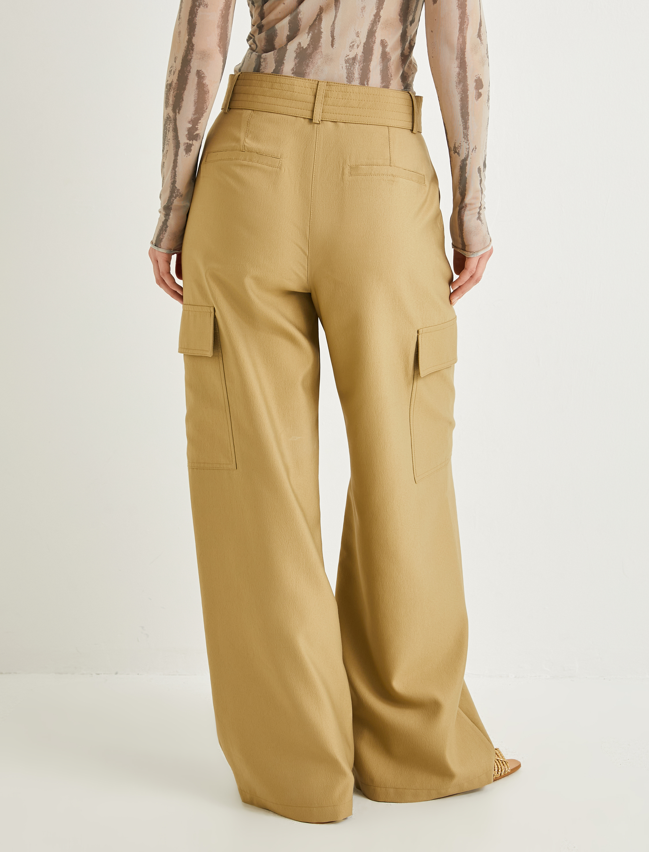   Kargo Pantolon Düz Paça Cepli Kemer Detaylı Normal Bel