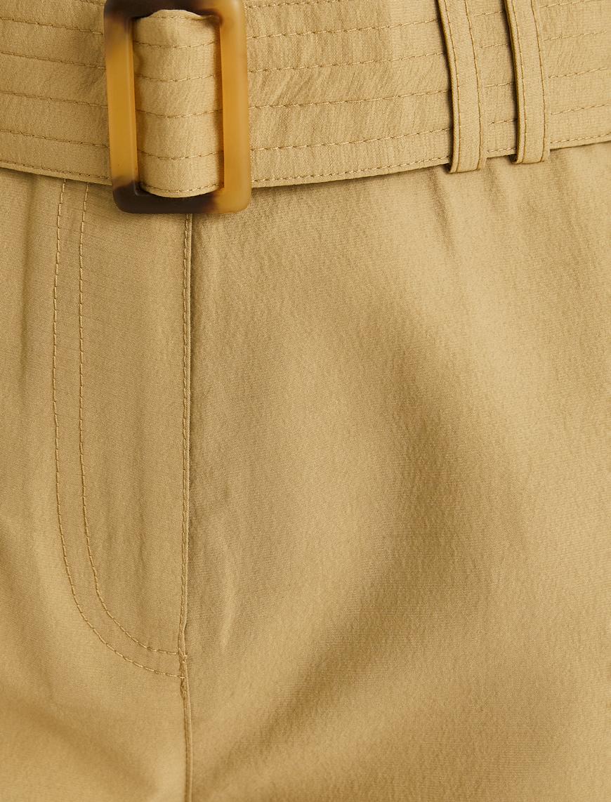   Kargo Pantolon Düz Paça Cepli Kemer Detaylı Normal Bel