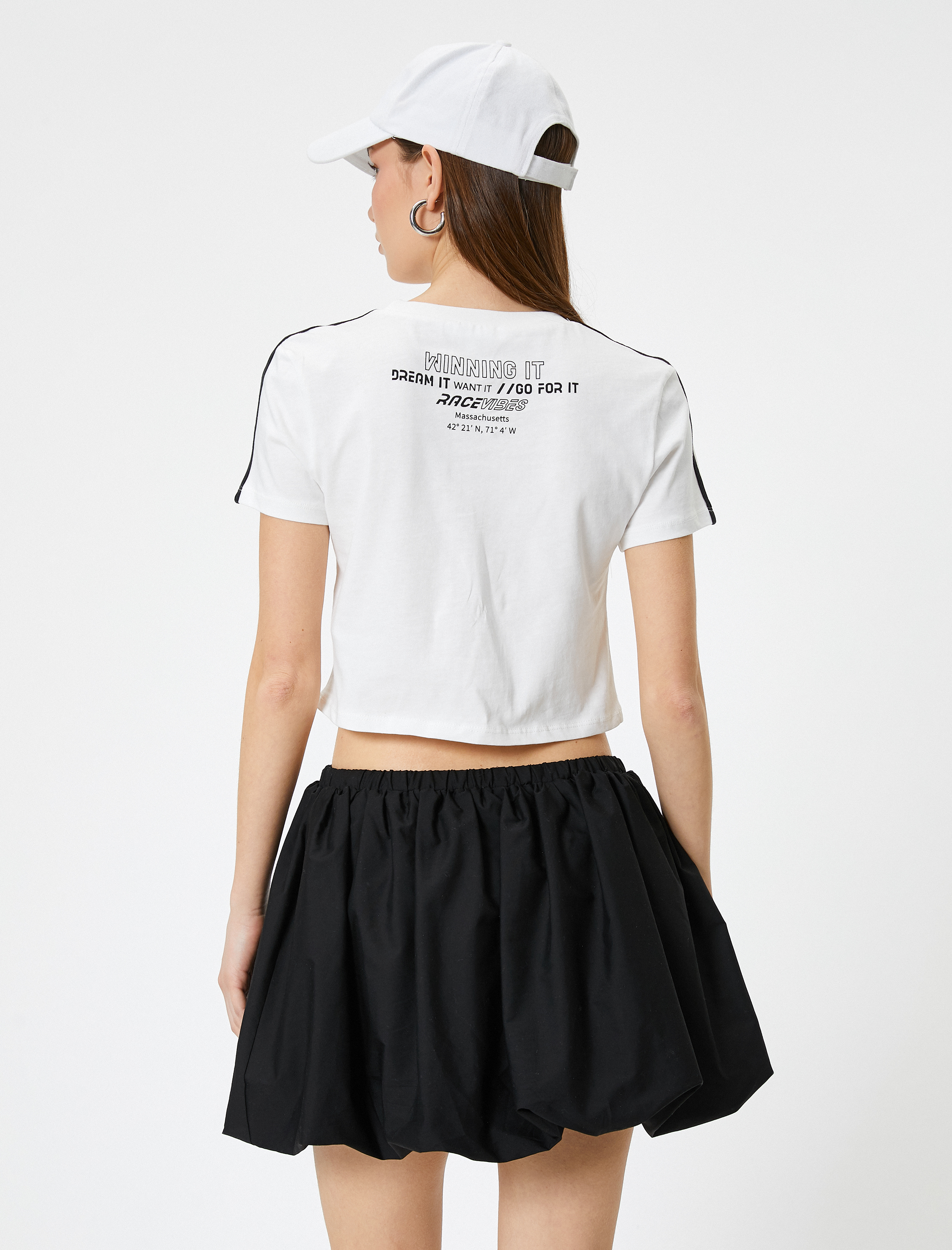   Kısa Tişört Baskılı Kısa Kollu Bisiklet Yaka