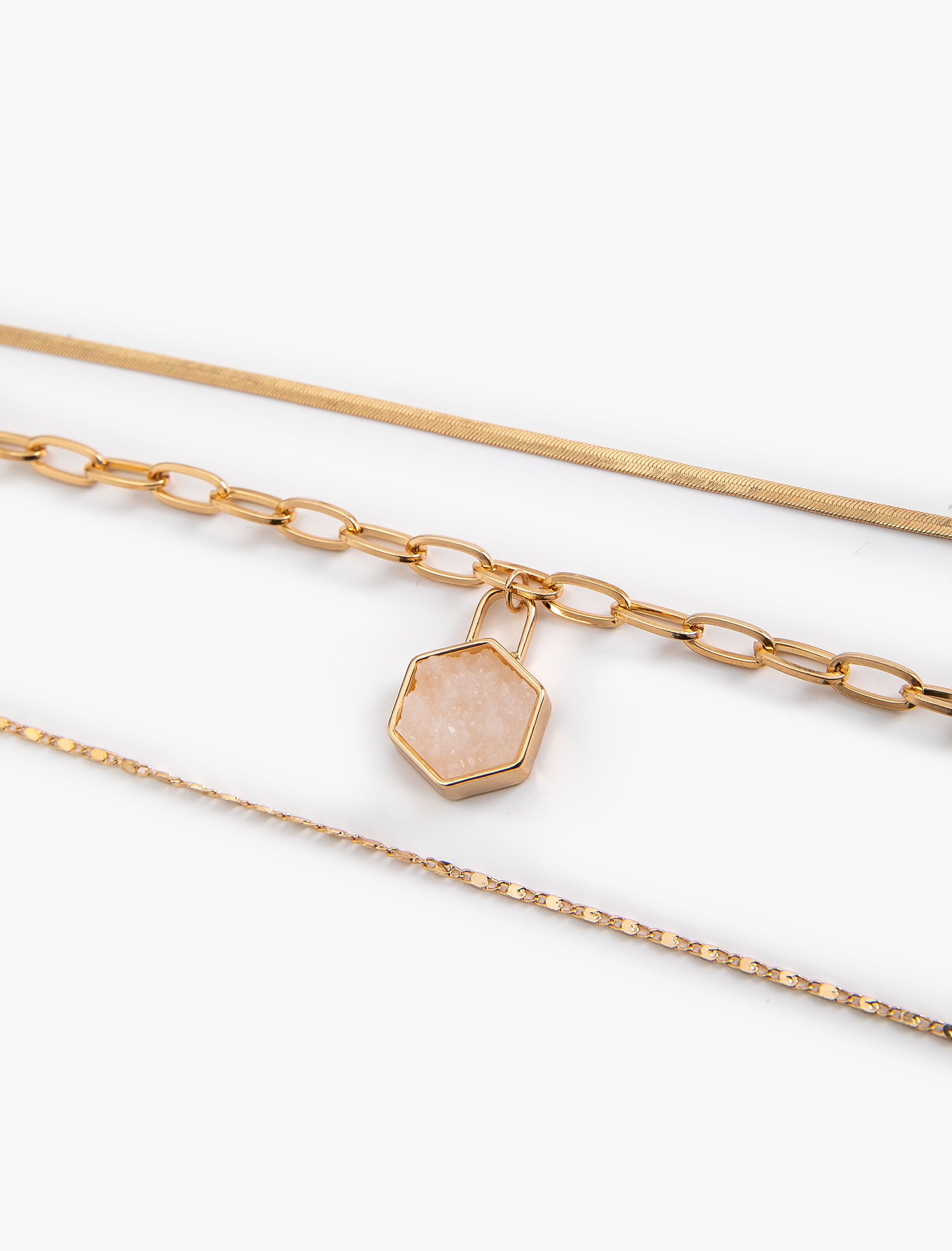  Kadın Katlı Zincir Kolye Geometrik Şekilli