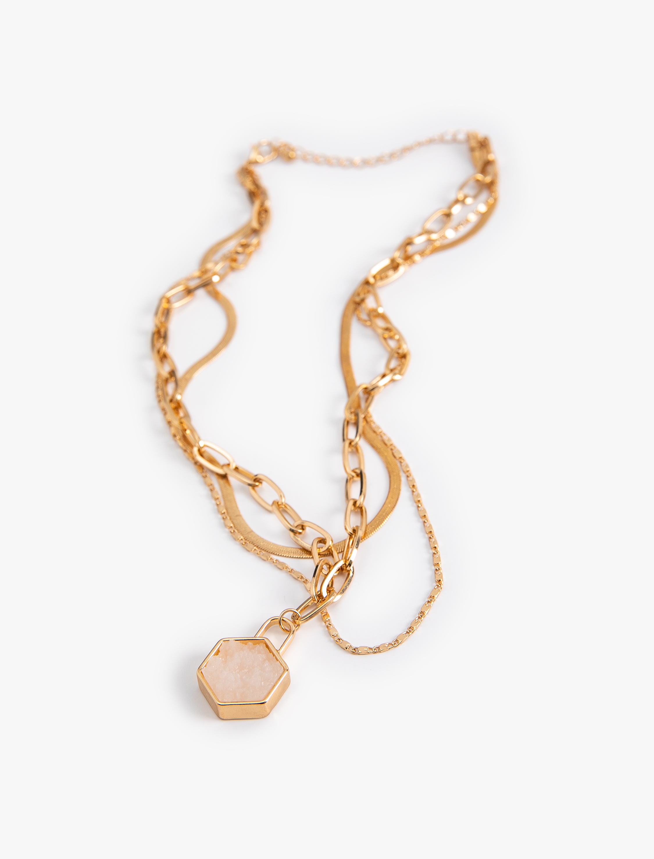  Kadın Katlı Zincir Kolye Geometrik Şekilli