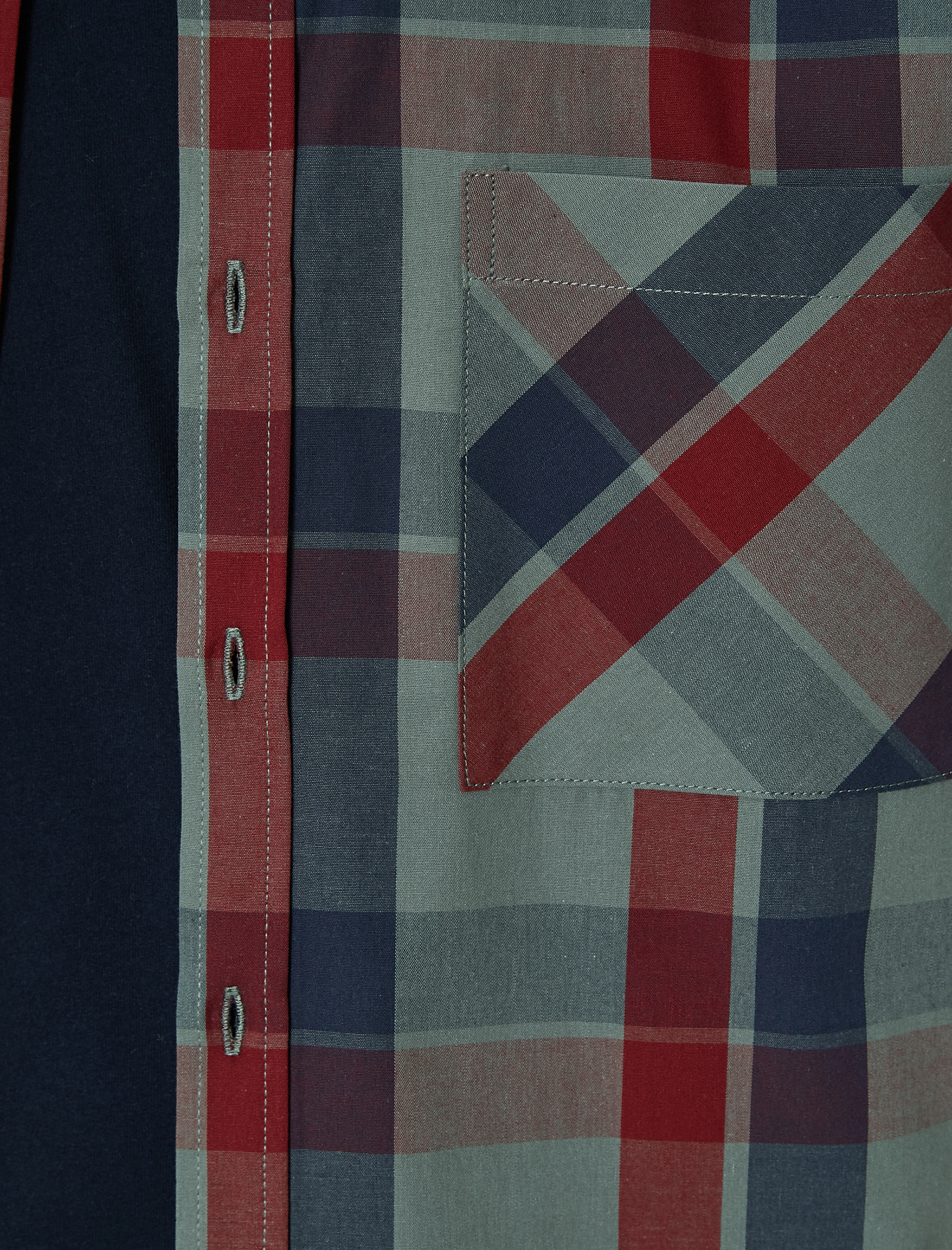   Kareli Gömlek Cep Detaylı Klasik Yaka Düğmeli Regular Fit