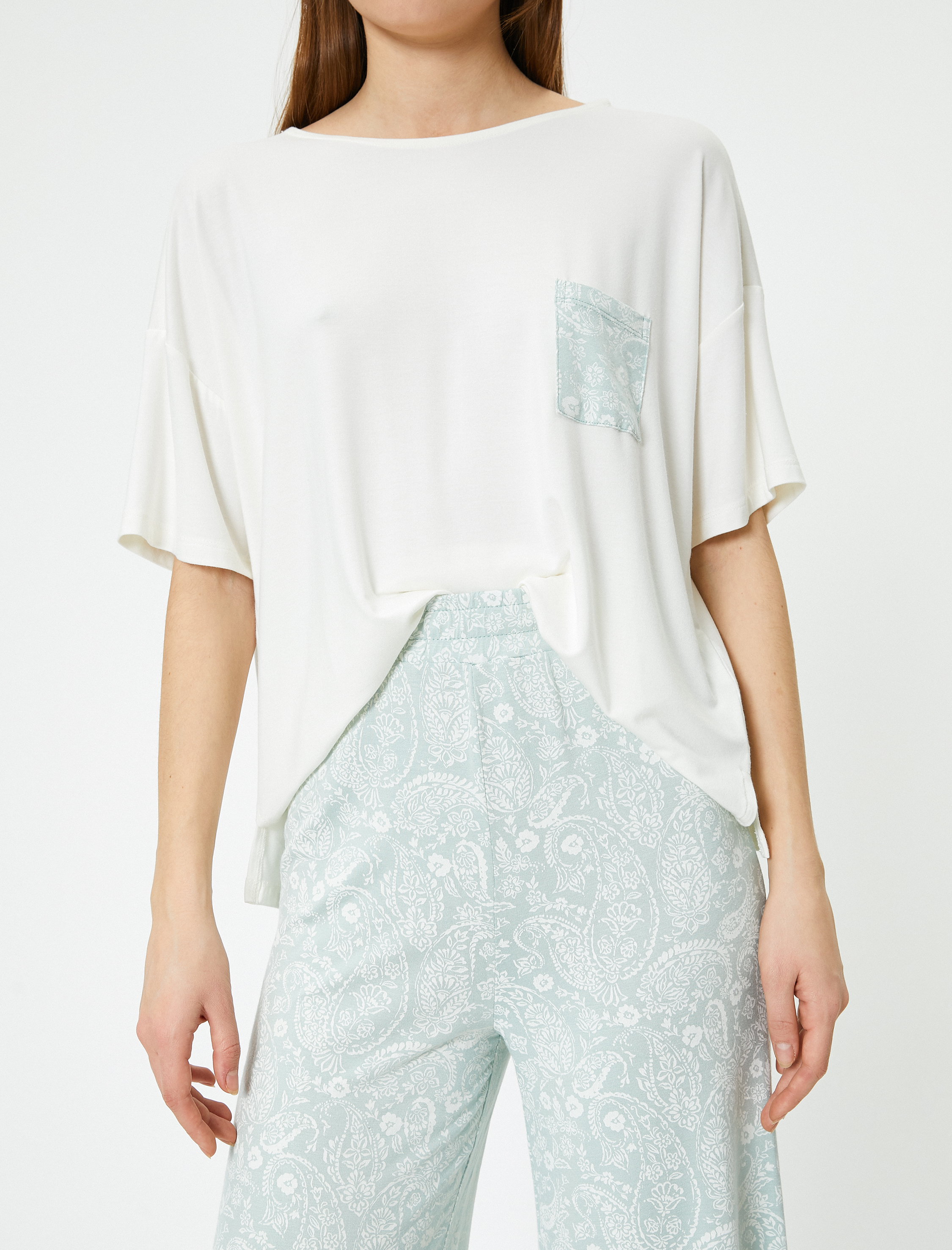   Pijama Takımı Kısa Kollu Kısa Paça Pantolonlu Desenli