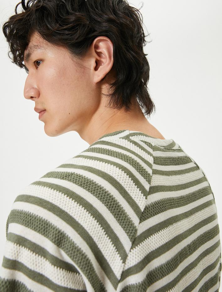  Bisiklet Yaka Tişört Kısa Kollu Dokulu