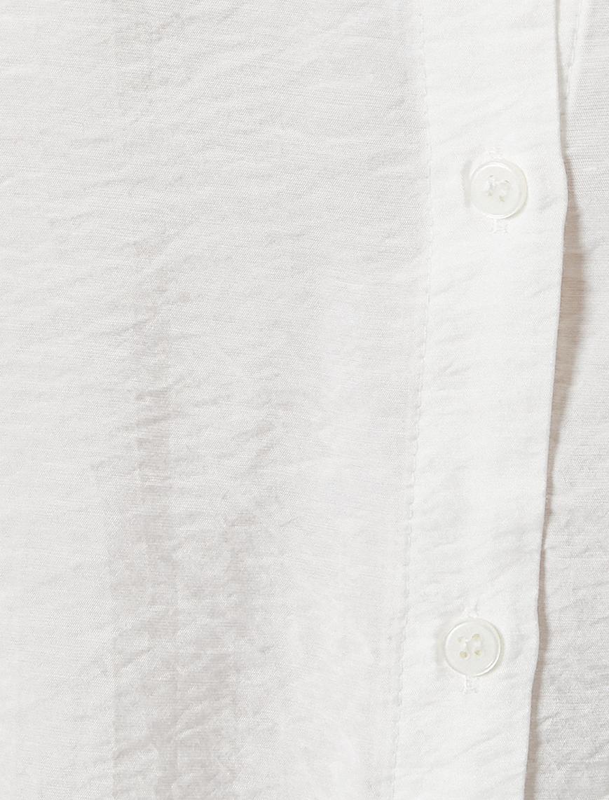   Uzun Kollu Gömlek Çift Kapaklı Cep Detaylı Klasik Yaka Viskoz Kumaş