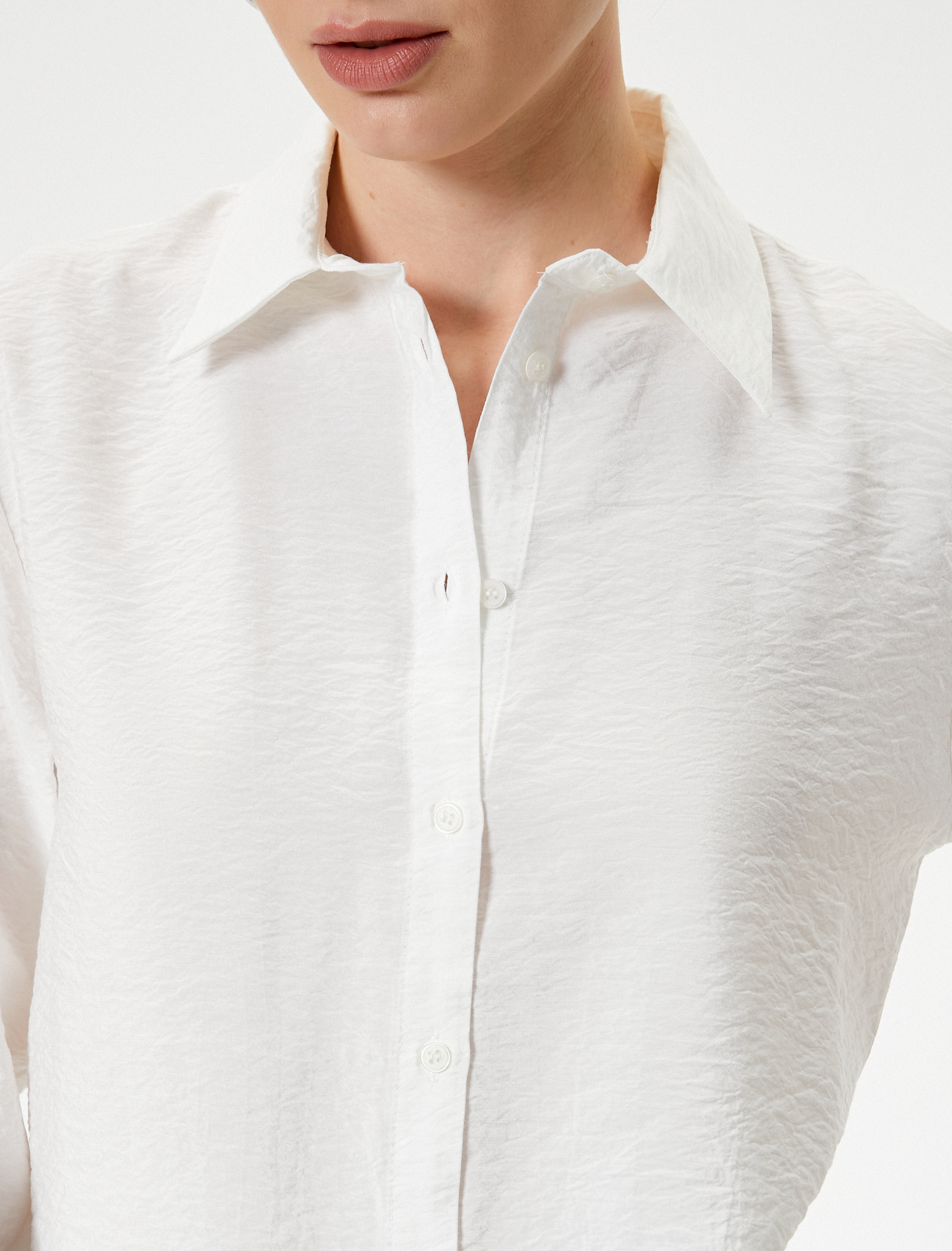   Uzun Kollu Gömlek Çift Kapaklı Cep Detaylı Klasik Yaka Viskoz Kumaş