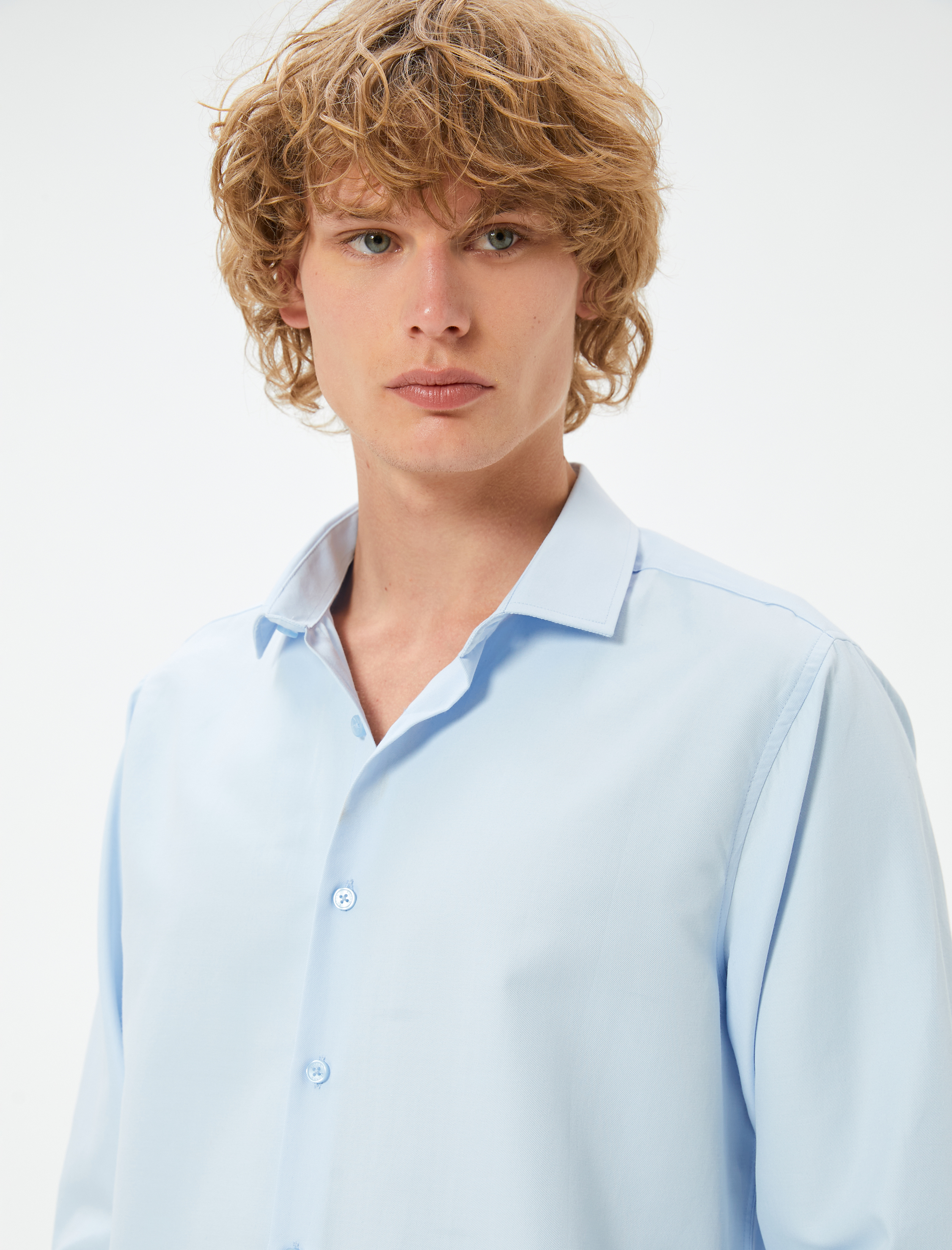 Klasik Gömlek Yarım İtalyan Yaka Düğmeli Uzun Kollu Regular Fit