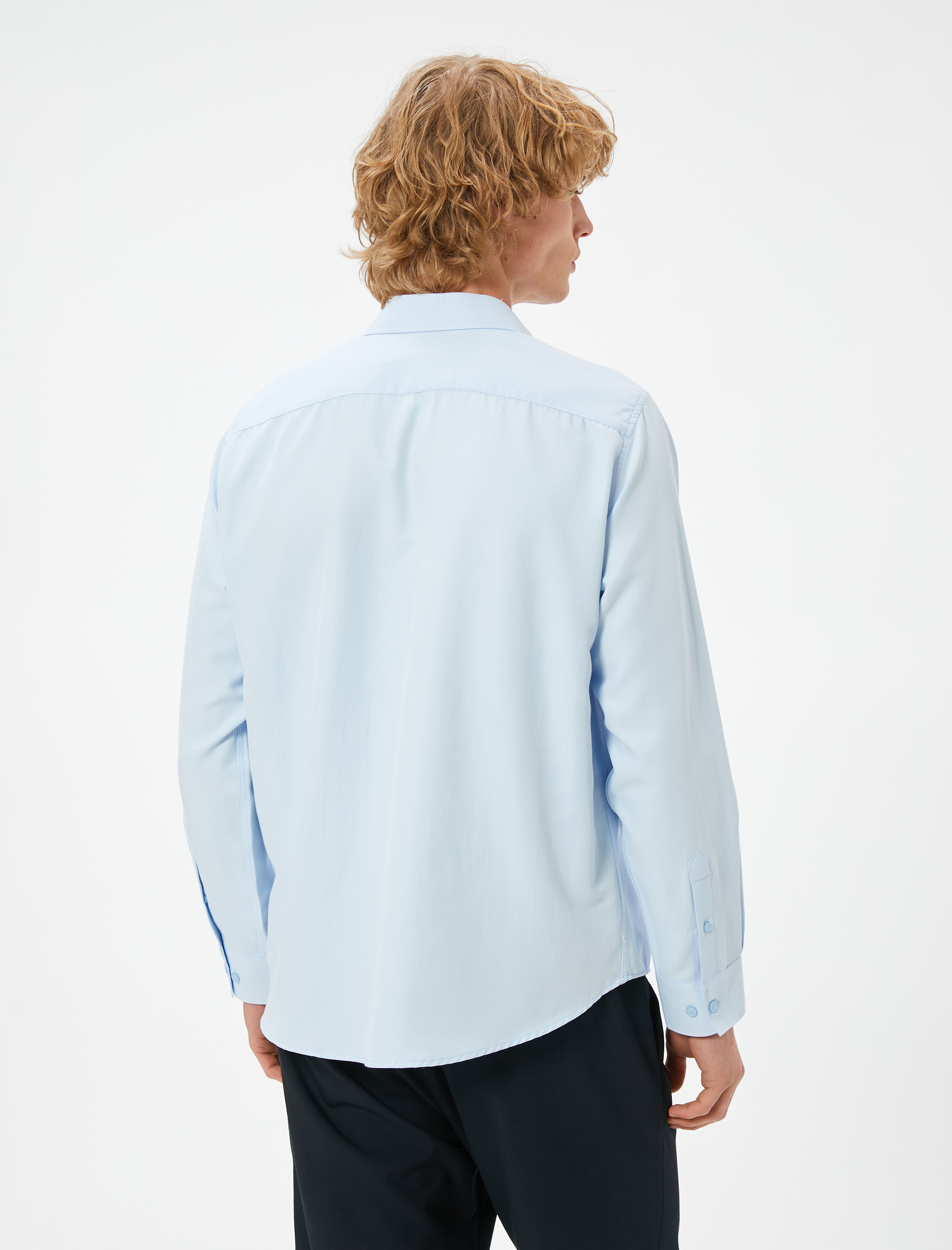 Klasik Gömlek Yarım İtalyan Yaka Düğmeli Uzun Kollu Regular Fit