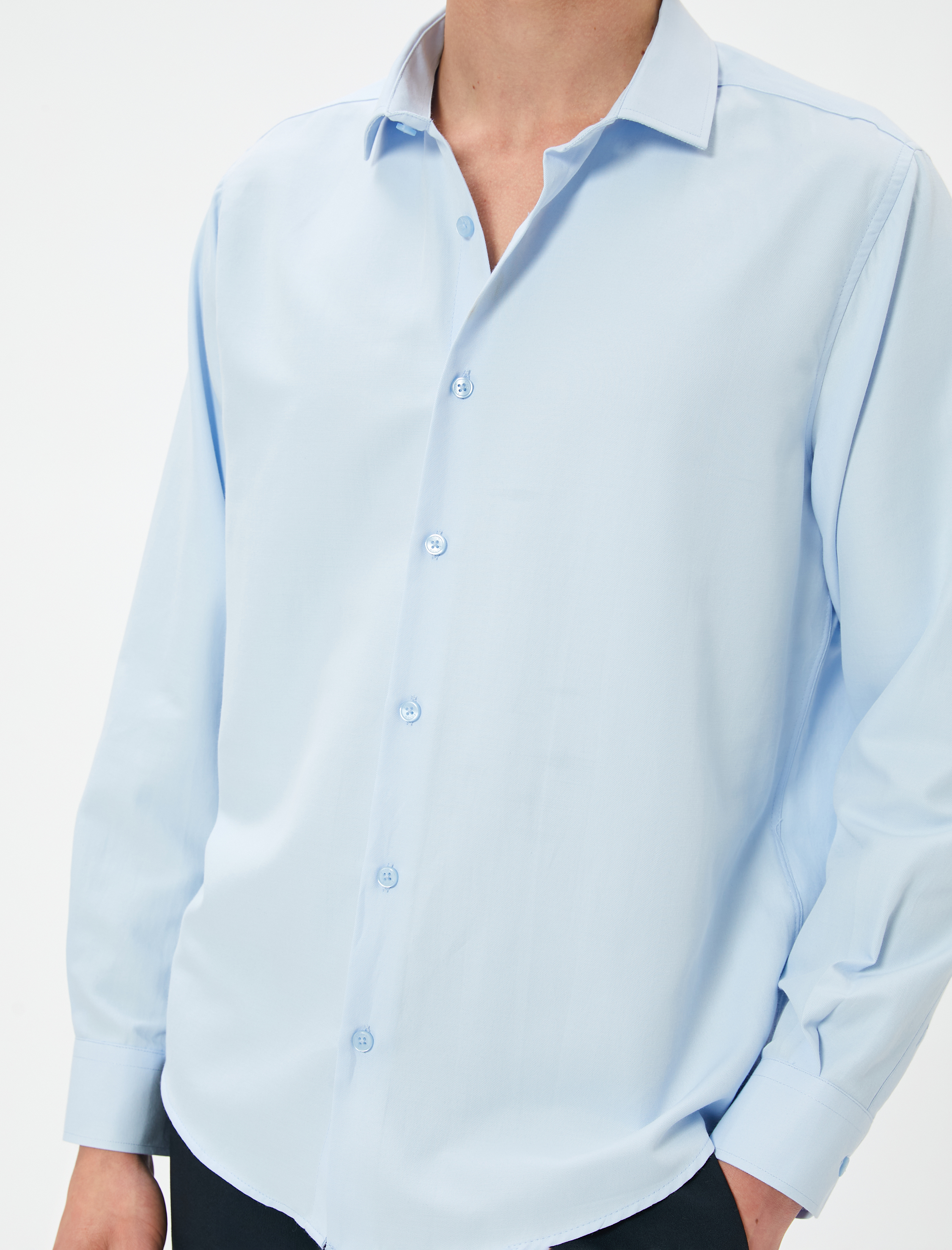 Klasik Gömlek Yarım İtalyan Yaka Düğmeli Uzun Kollu Regular Fit