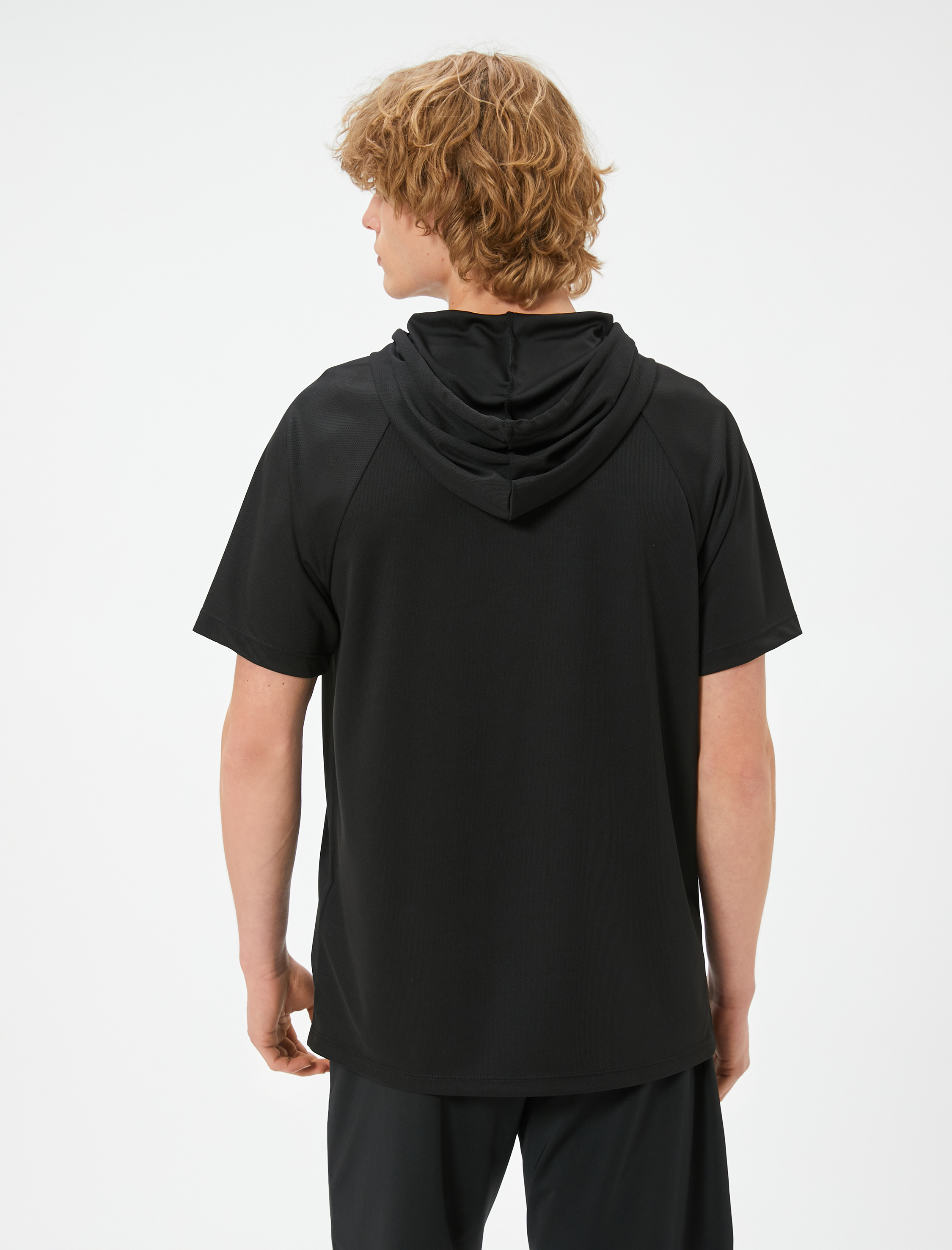   Spor Tişört Kapşonlu Kısa Kollu