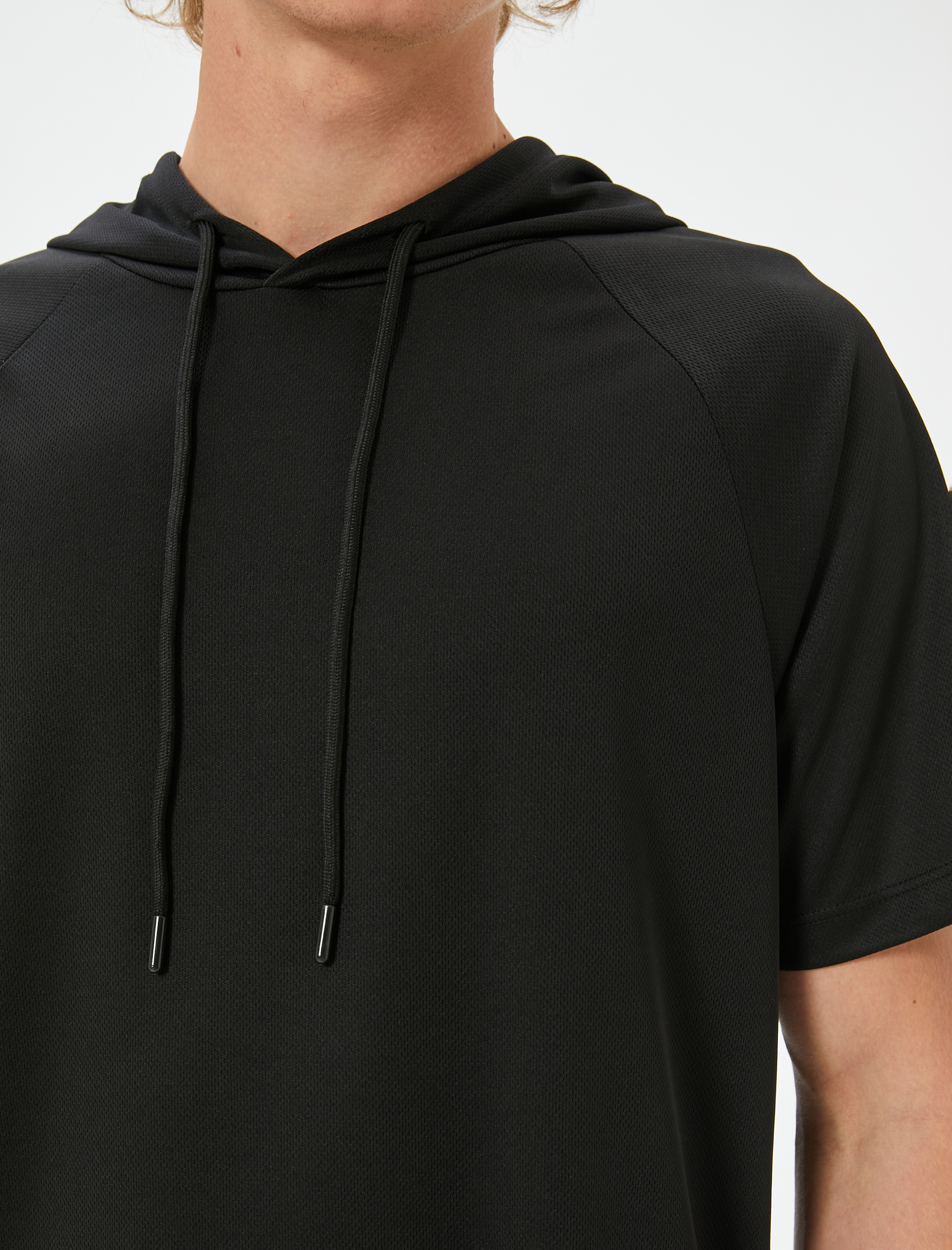   Spor Tişört Kapşonlu Kısa Kollu