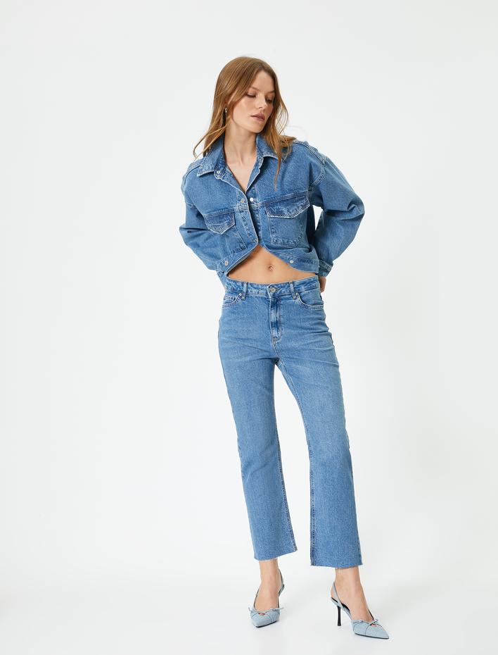  Kısa İspanyol Paça Kot Pantolon  - Crop Kick Flare Jeans