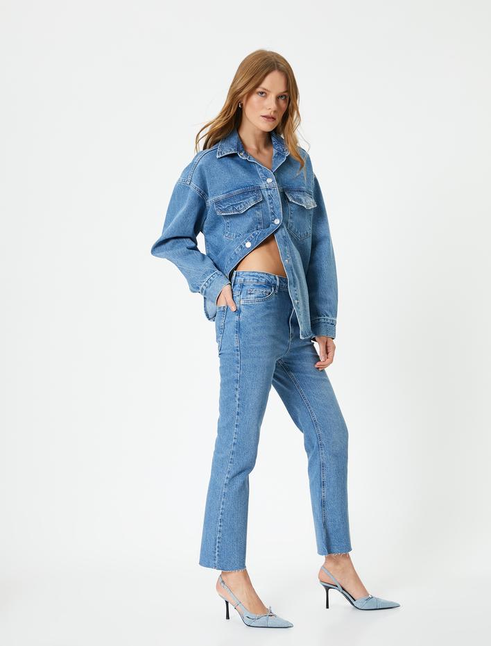  Kısa İspanyol Paça Kot Pantolon  - Crop Kick Flare Jeans
