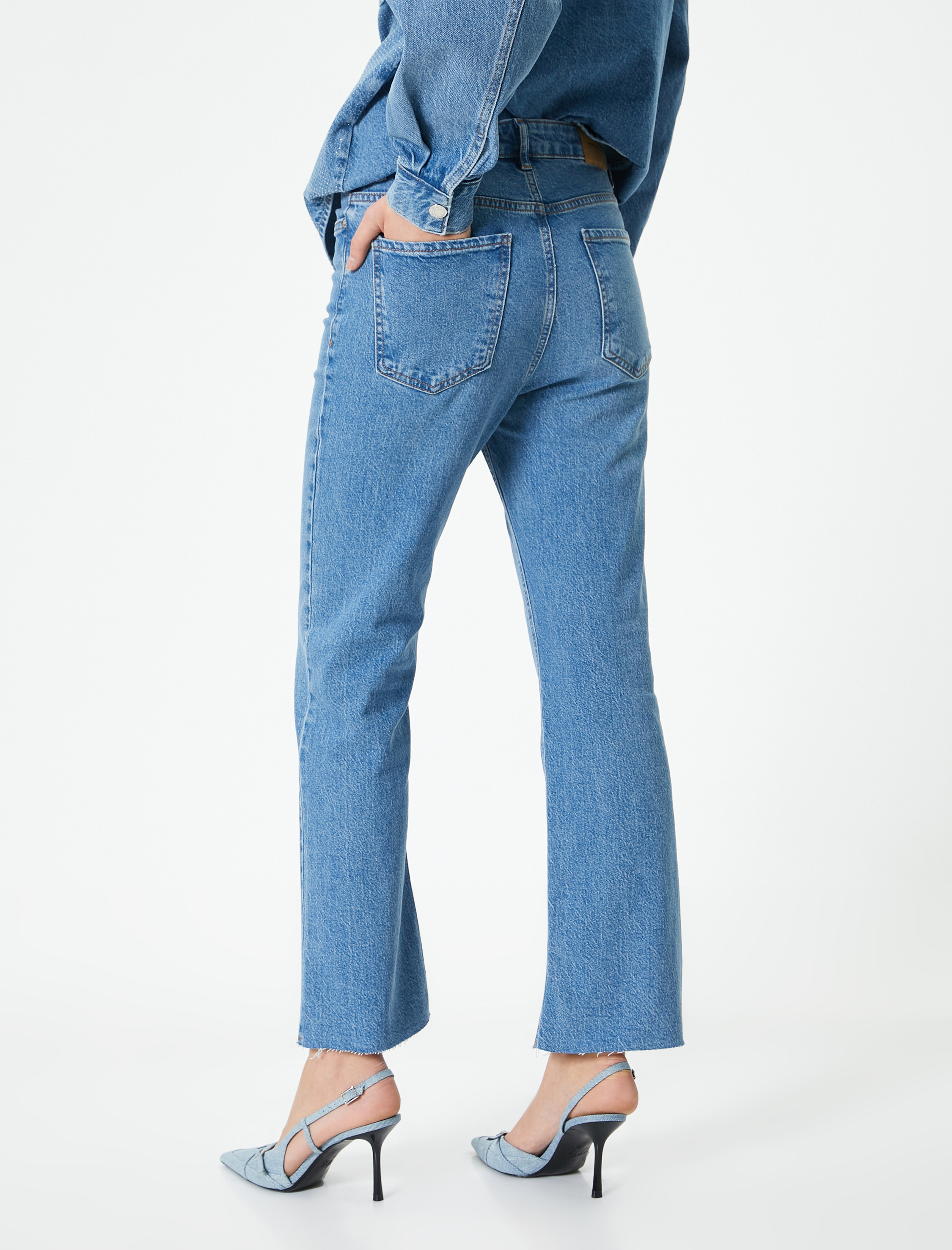   Kısa İspanyol Paça Kot Pantolon  - Crop Kick Flare Jeans