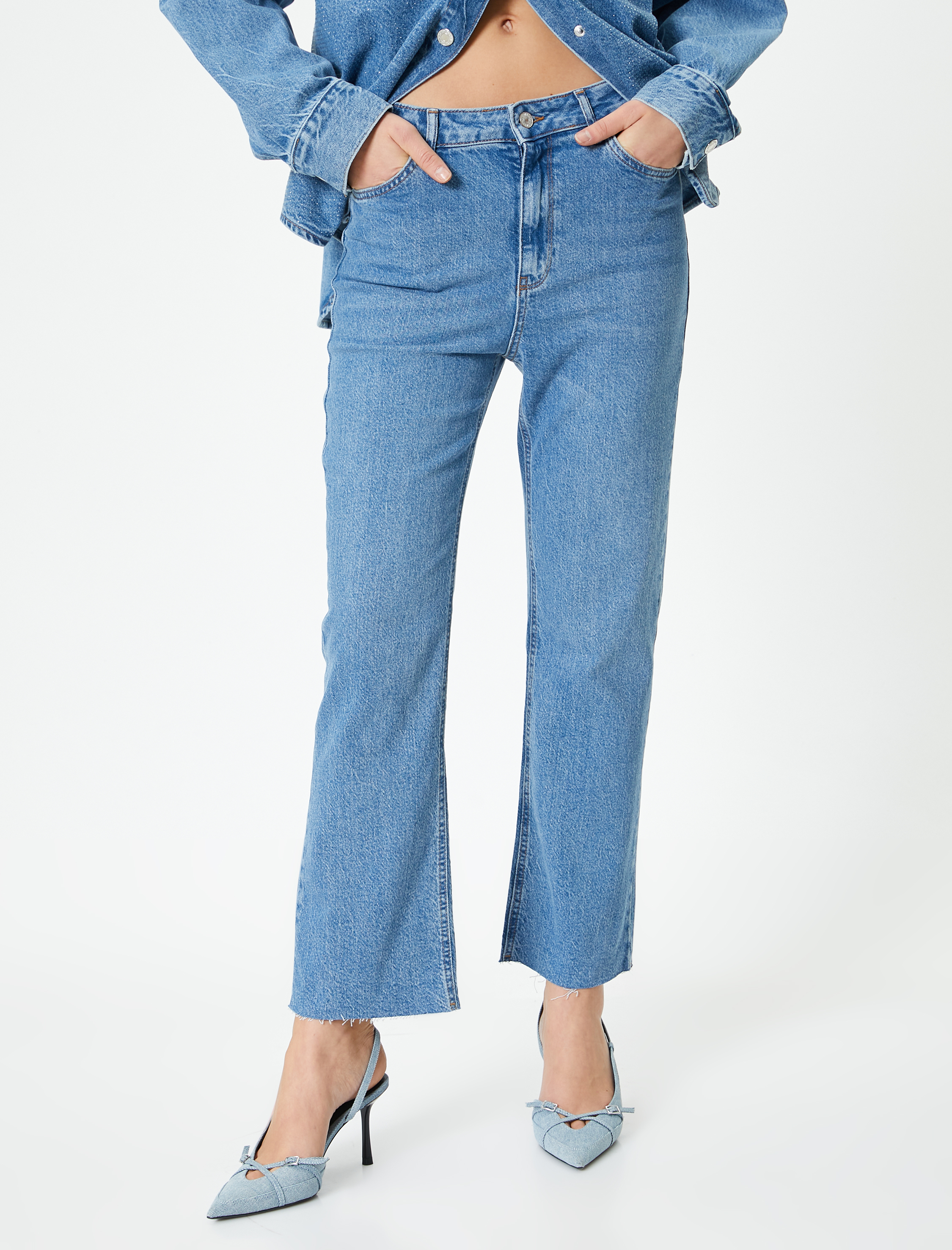   Kısa İspanyol Paça Kot Pantolon  - Crop Kick Flare Jeans