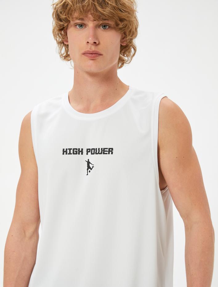  Sporcu Atleti Kolsuz Slogan Baskılı Bisiklet Yaka