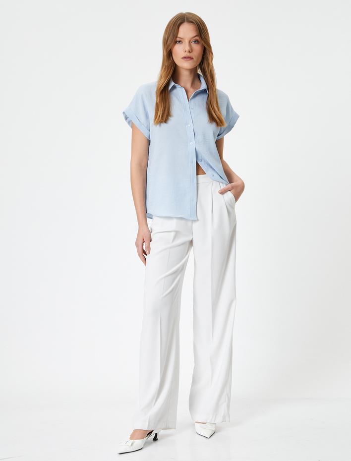  Kısa Kollu Gömlek Düğmeli Standart Kesim