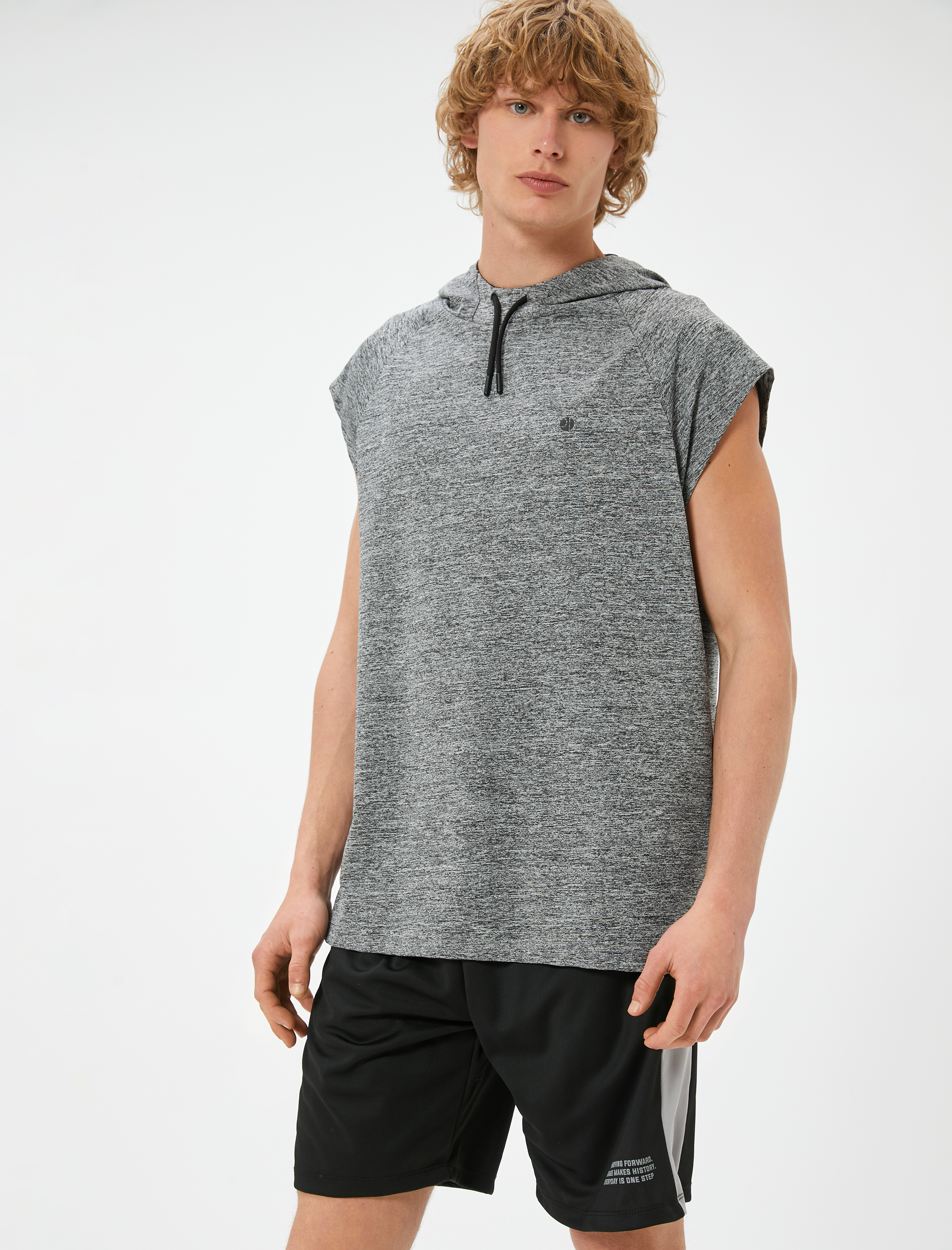   Spor Şort Slogan Baskılı Beli Bağcıklı Cepli