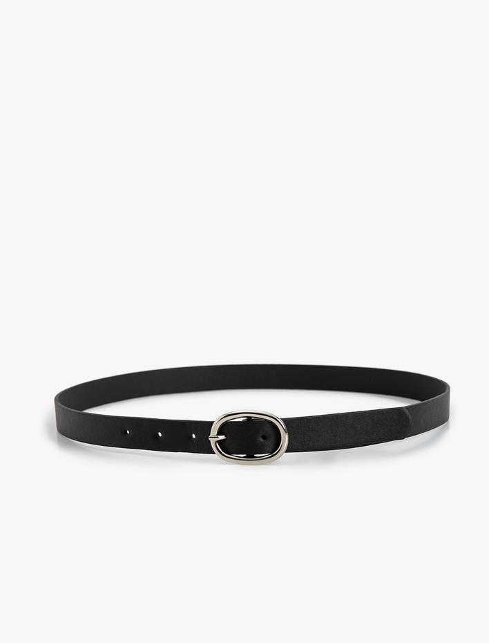 Kadın Deri Görünümlü Kemer Metal Tokalı