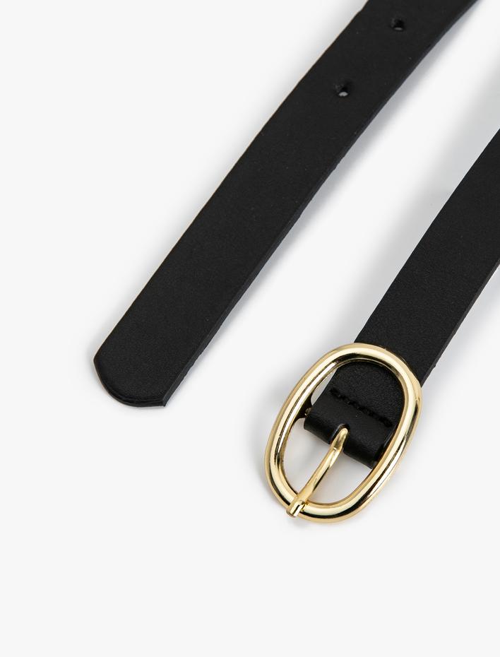 Kadın Deri Görünümlü Kemer Metal Tokalı