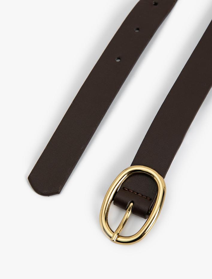 Kadın Deri Görünümlü Kemer Metal Tokalı