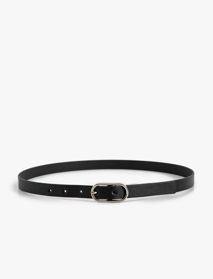 Kadın Deri Görünümlü Kemer Metal Tokalı