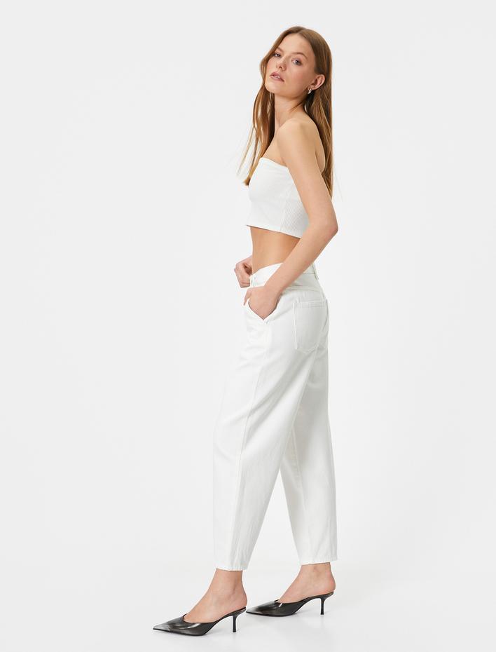  Rahat Kalıp Yüksek Bel Kot Pantolon - Baggy Jeans