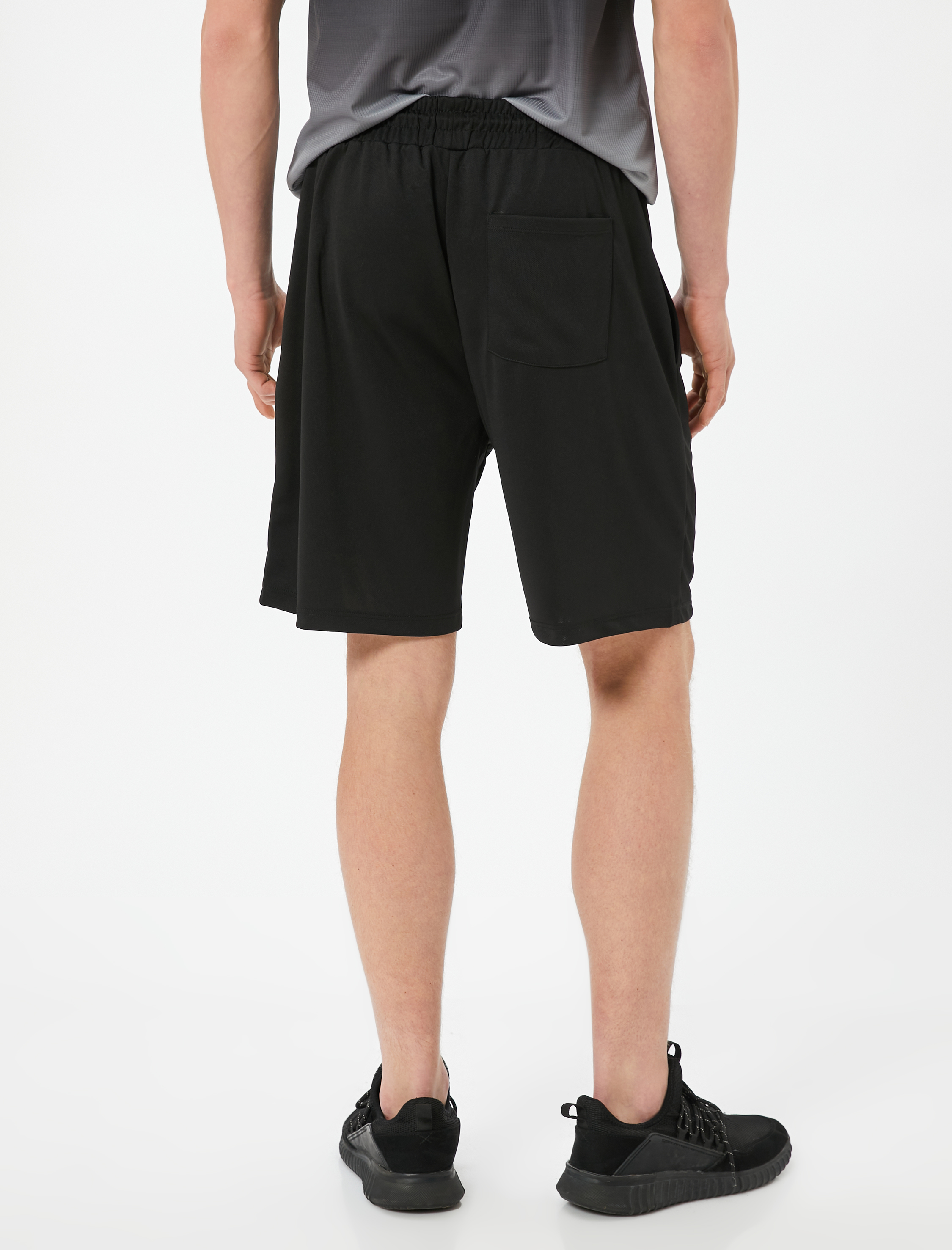   Spor Şort Şerit Baskılı Beli Bağcıklı Cepli