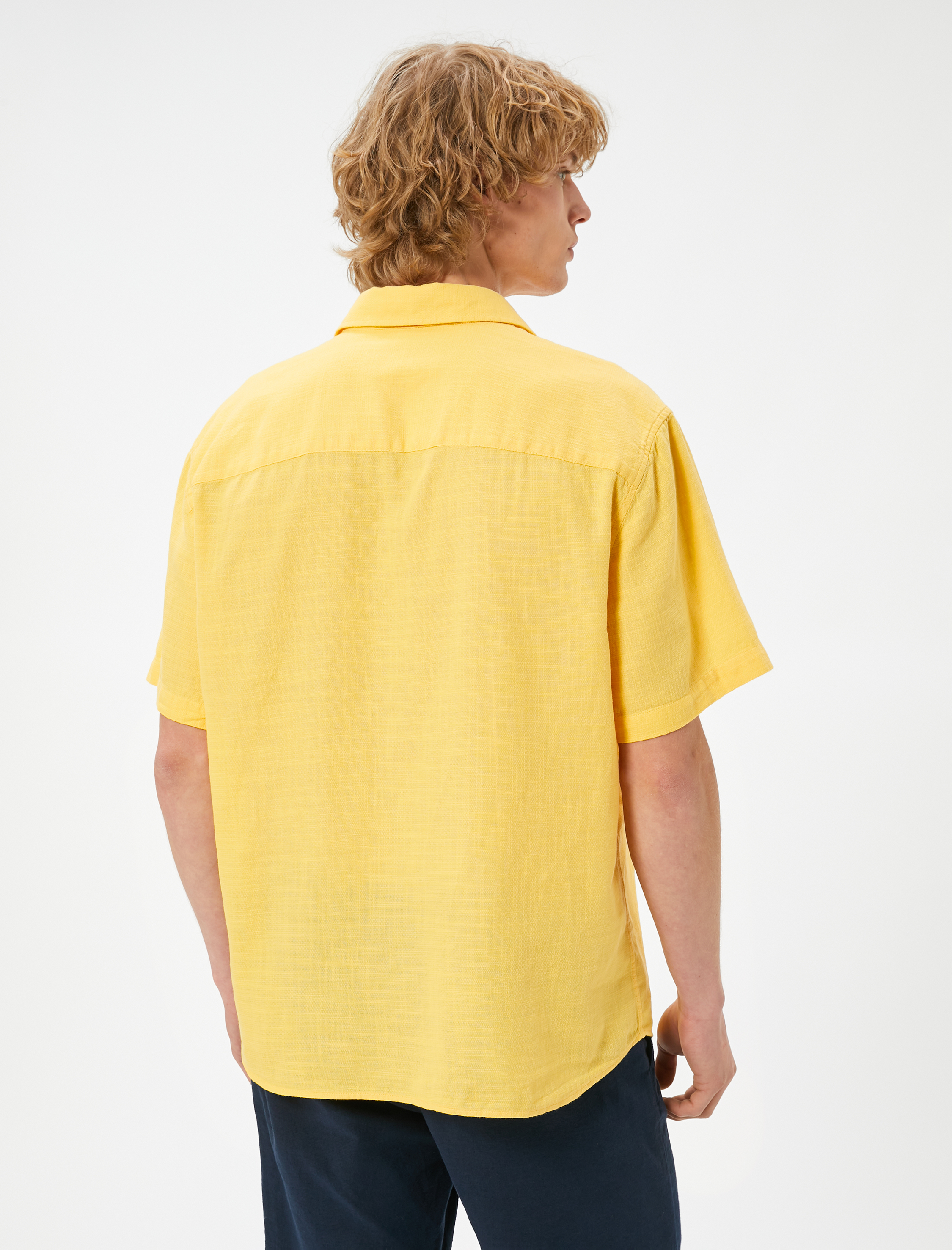 Yazlık Gömlek Kısa Kollu Klasik Yaka Düğmeli Pamuklu Regular Fit