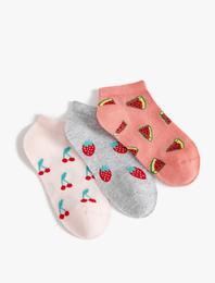 3'lü Patik Çorap Seti Meyve Desenli