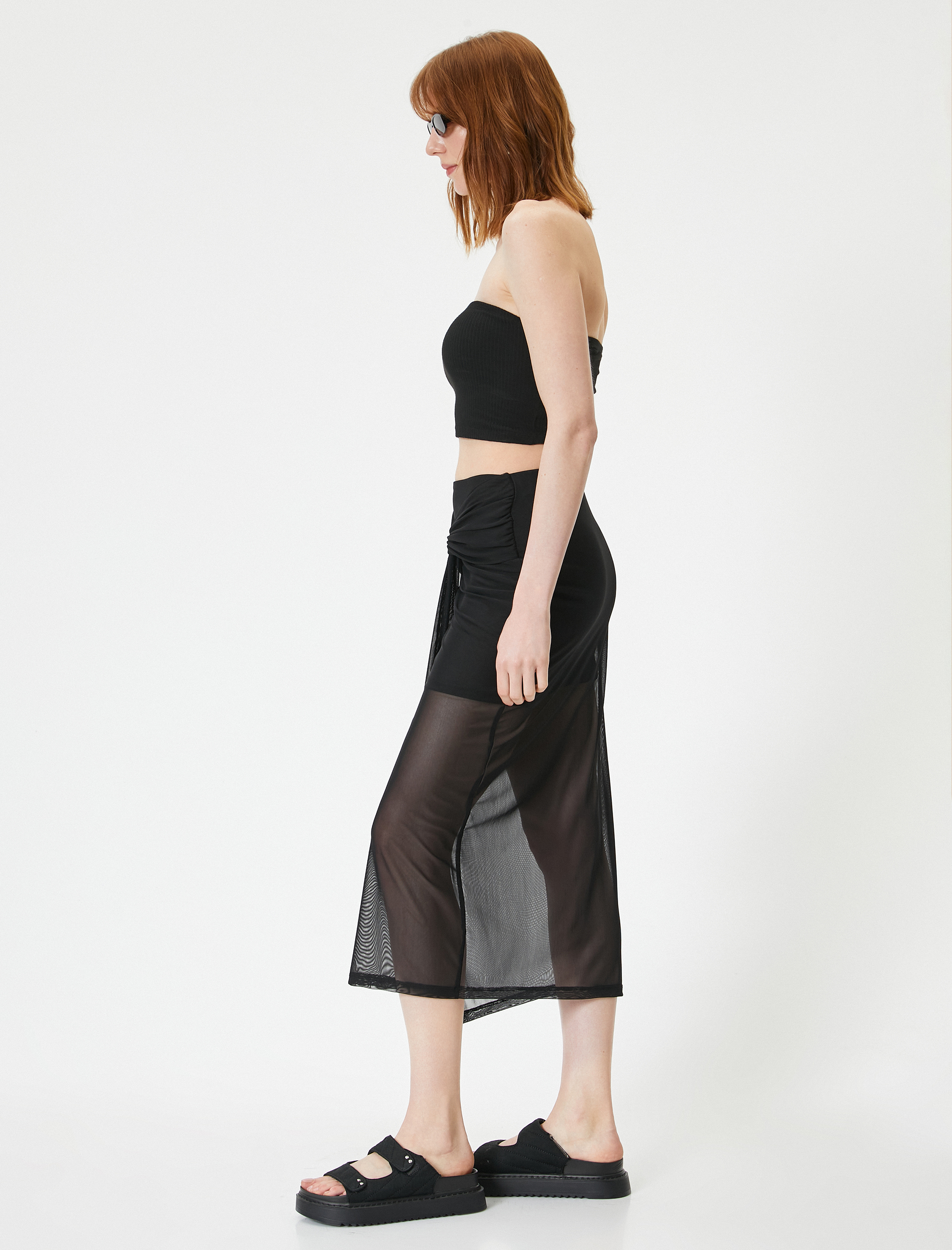   Midi Tül Etek Normal Bel Drapeli