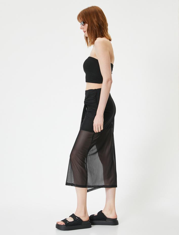  Midi Tül Etek Normal Bel Drapeli