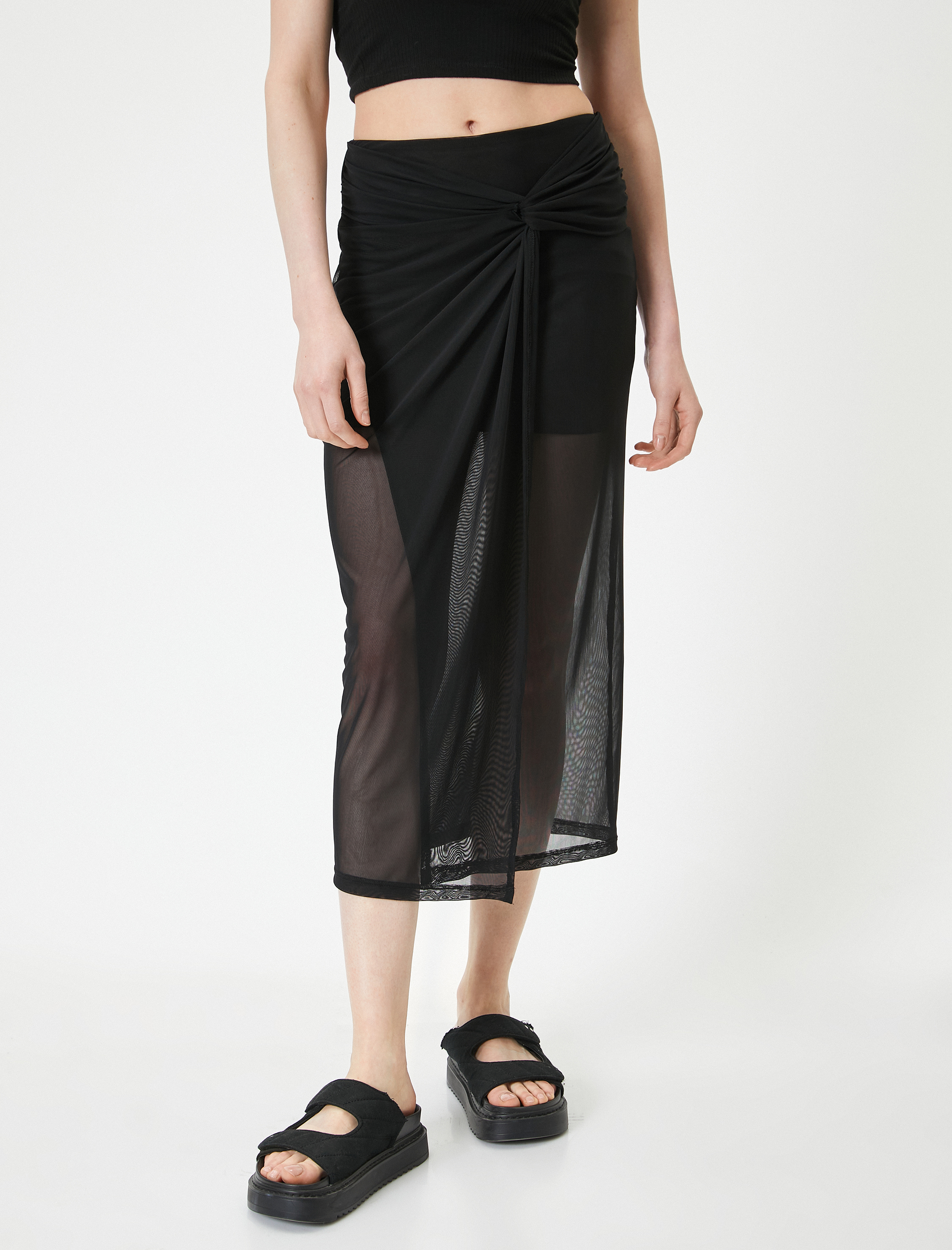   Midi Tül Etek Normal Bel Drapeli