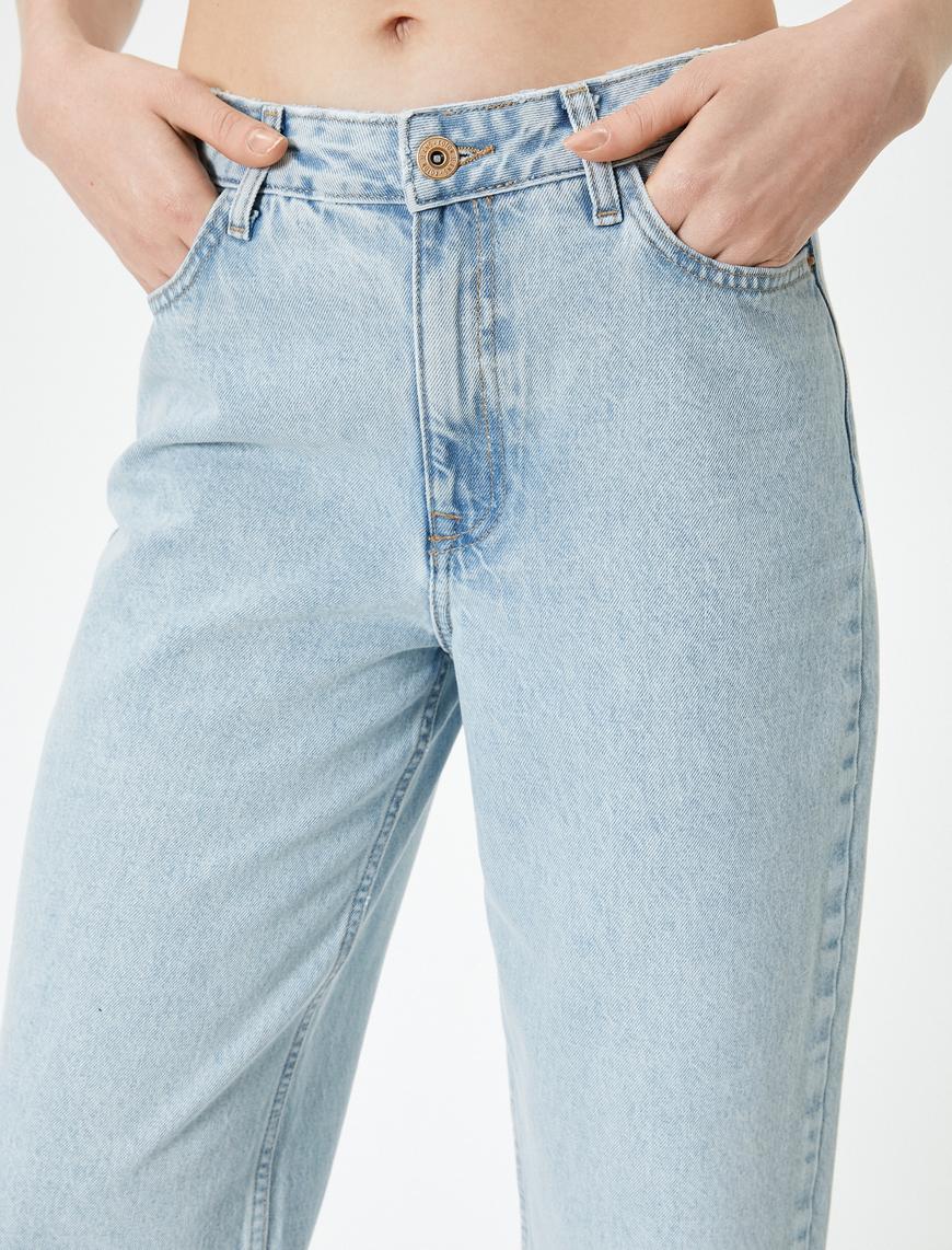   Düz Paça Kot Pantolon Yüksek Bel Cepli - Nora Longer Straight Jeans