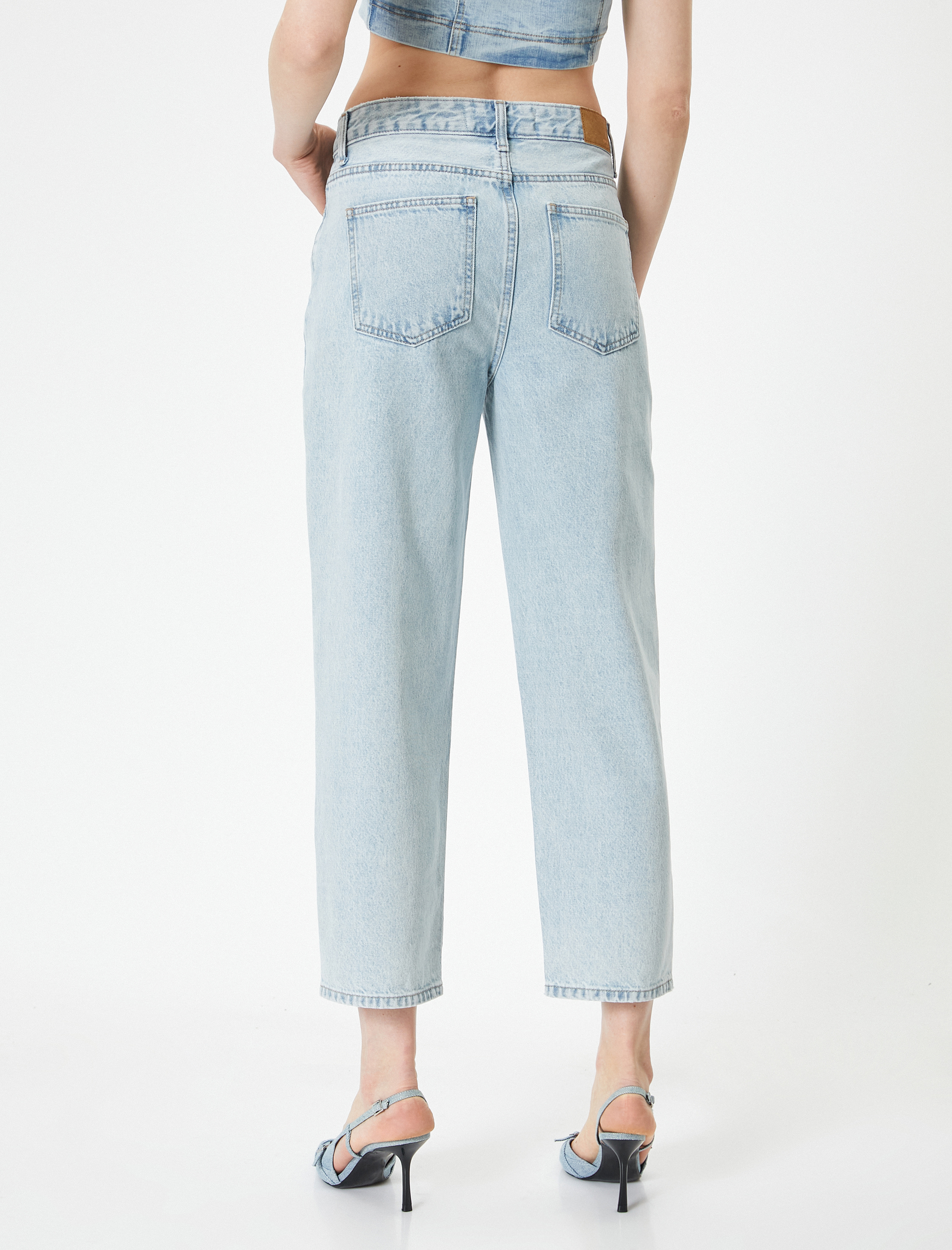   Düz Paça Kot Pantolon Yüksek Bel Cepli - Nora Longer Straight Jeans