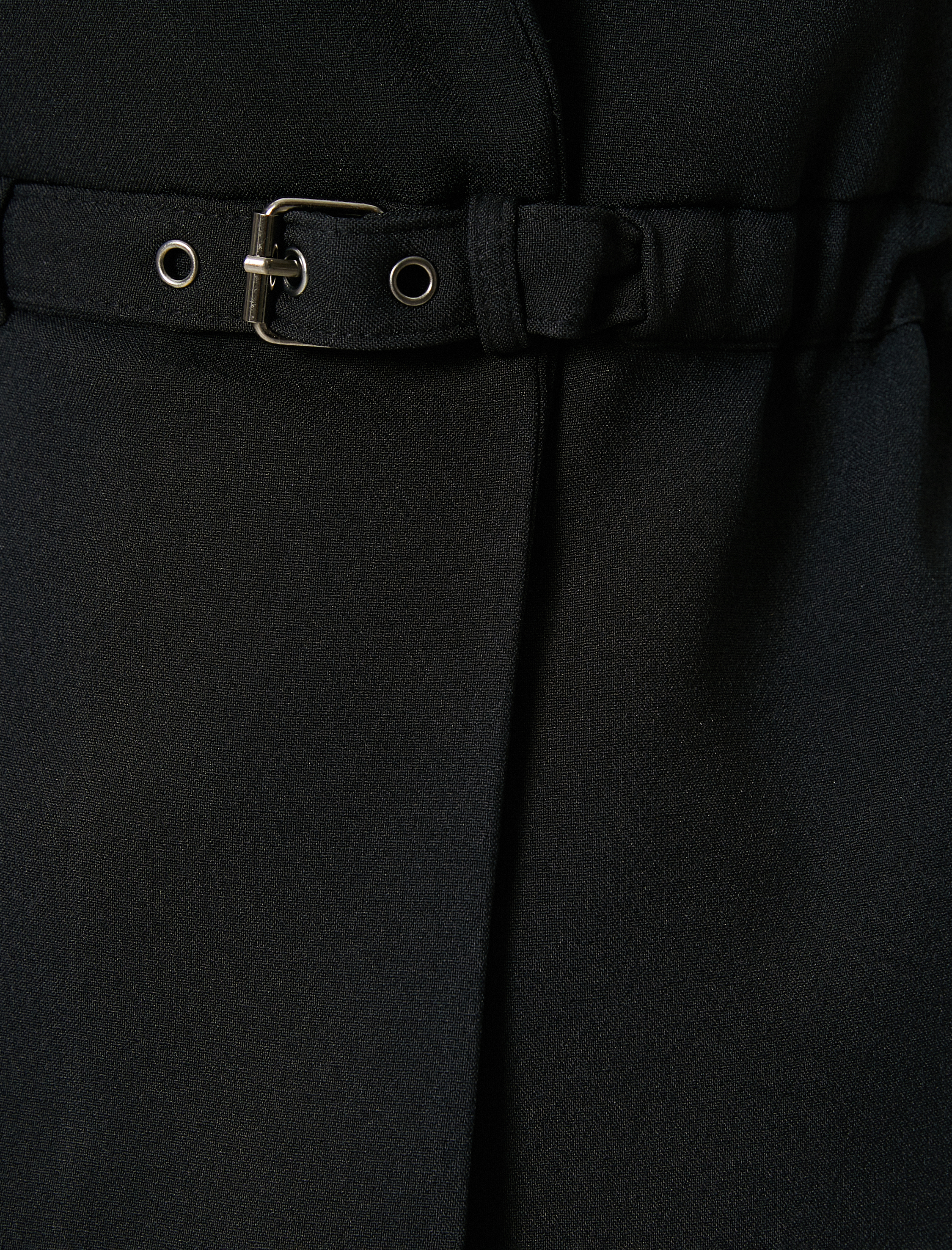   Klasik Yelek V Şal Yaka Kemer Detaylı Cepli