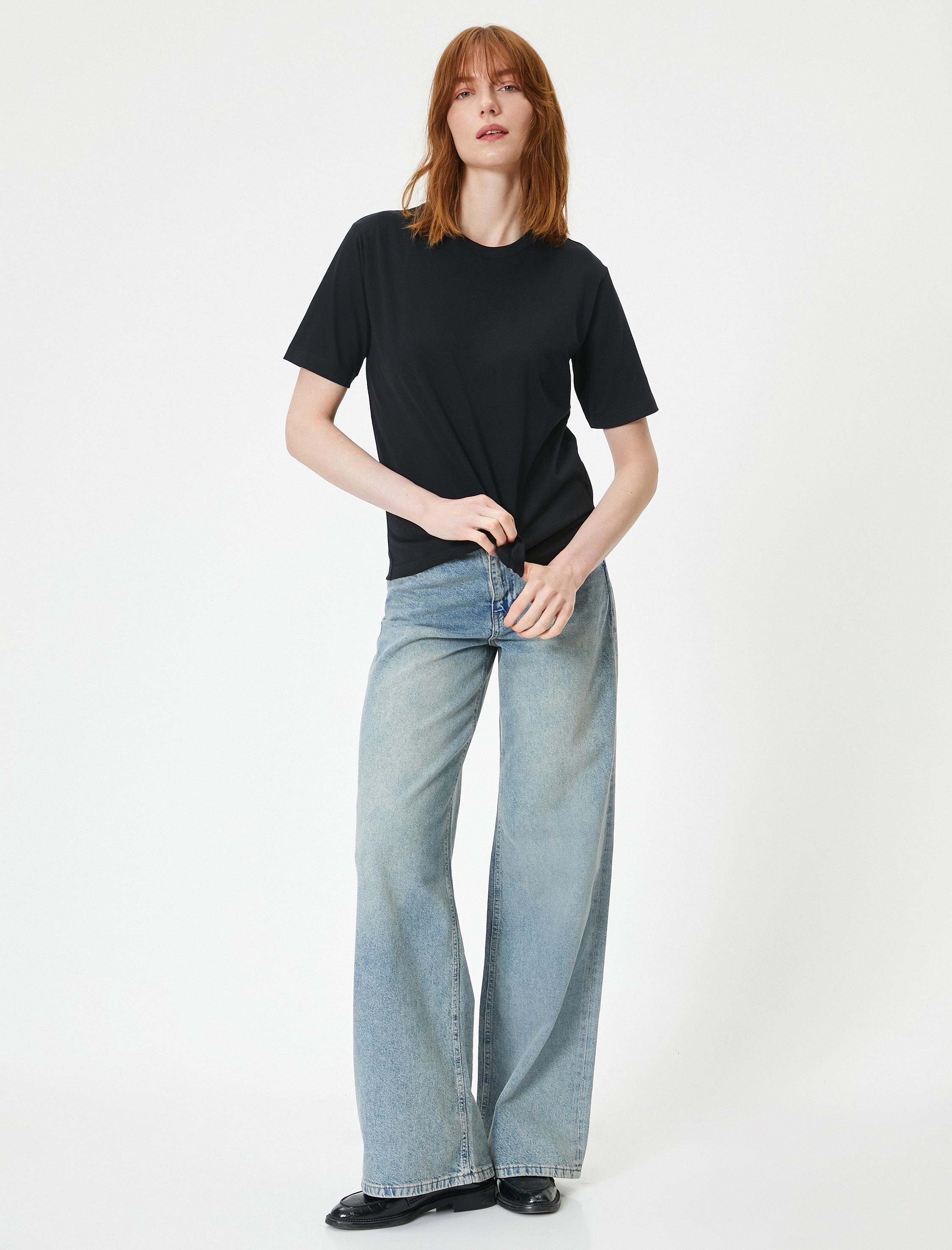   Basic Tişört Bisiklet Yaka Kısa Kollu