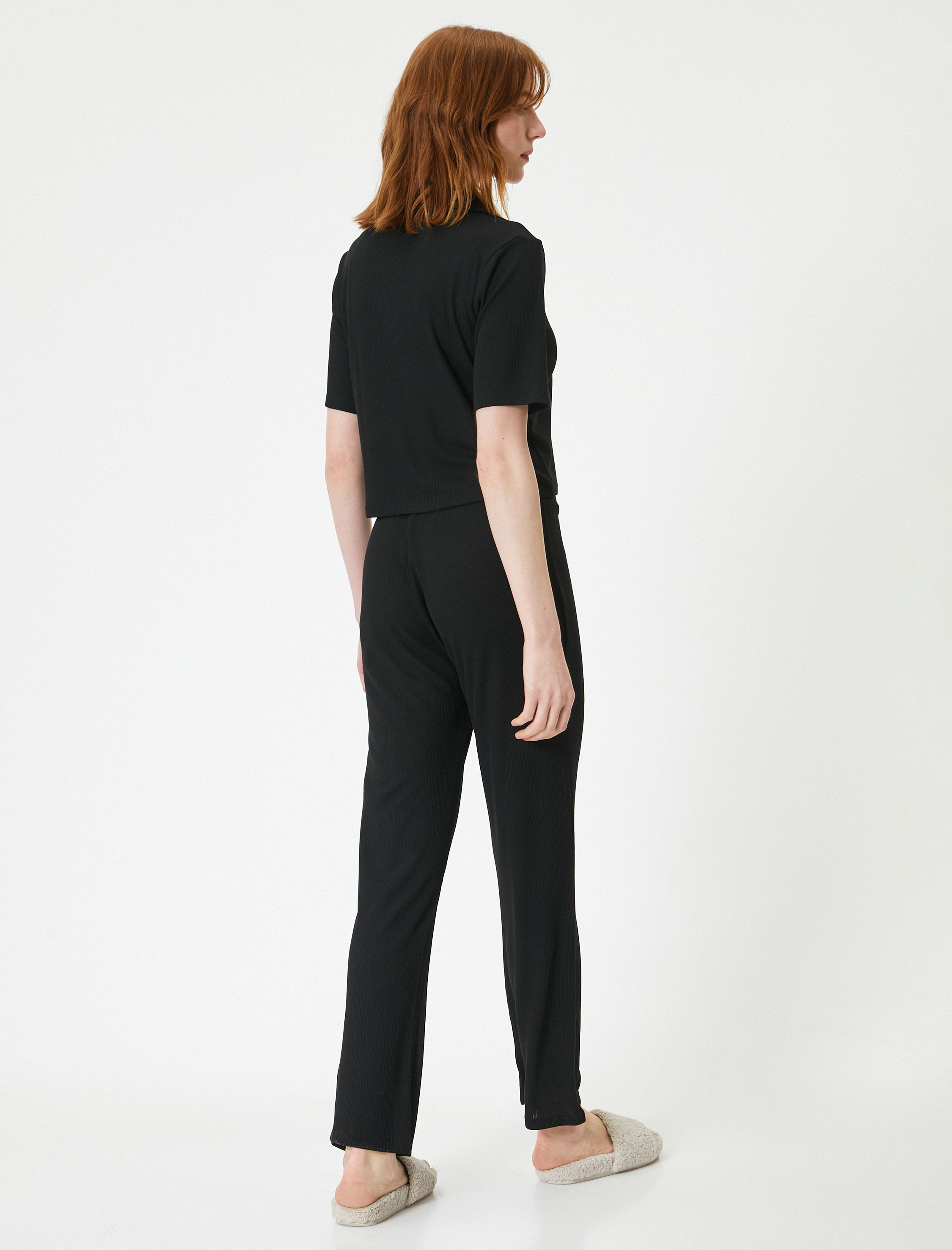   Düğmeli Pijama Takımı Kısa Kollu Nakışlı