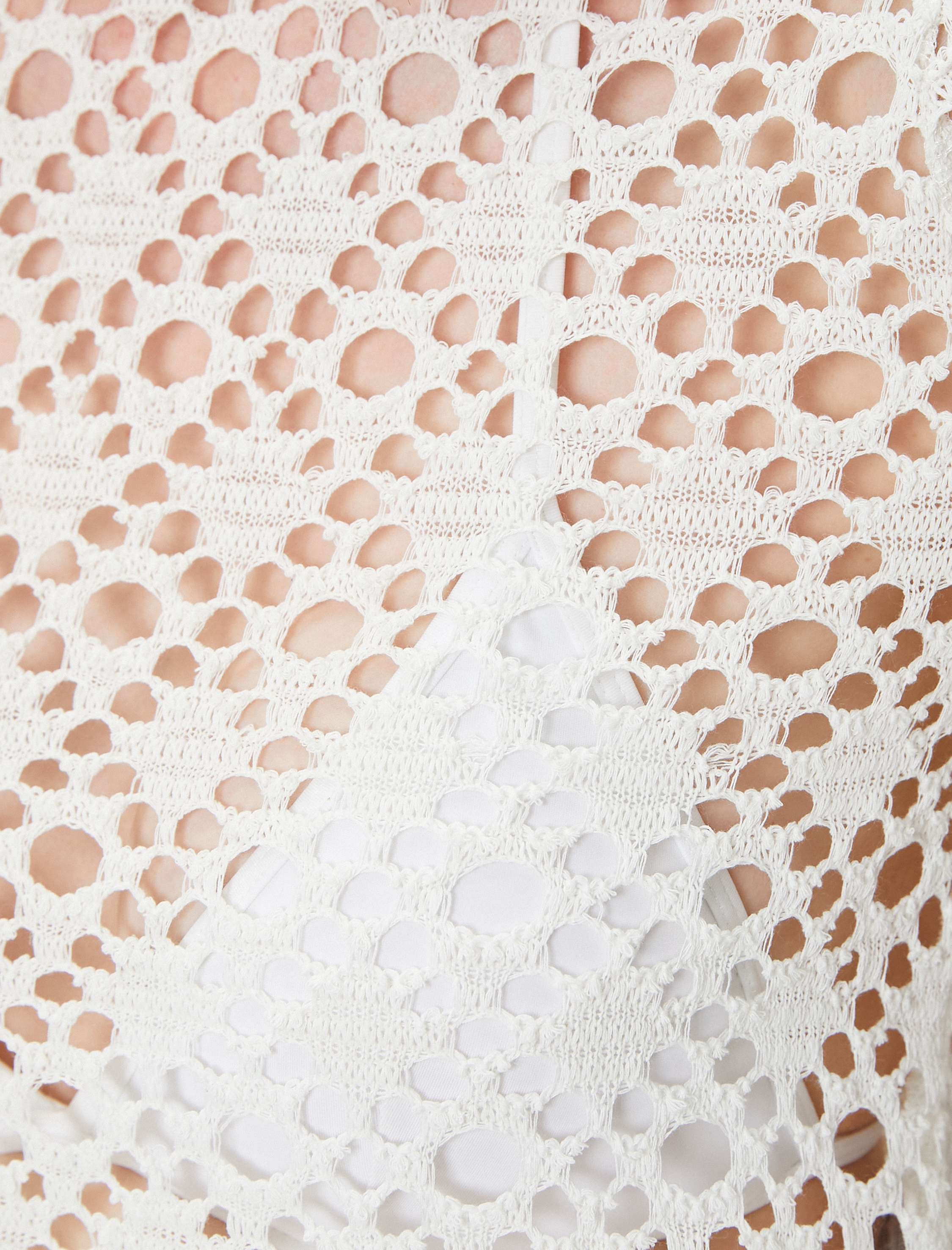   Kroşe Ajurlu Tişört Crop Bisiklet Yaka Kısa Kollu