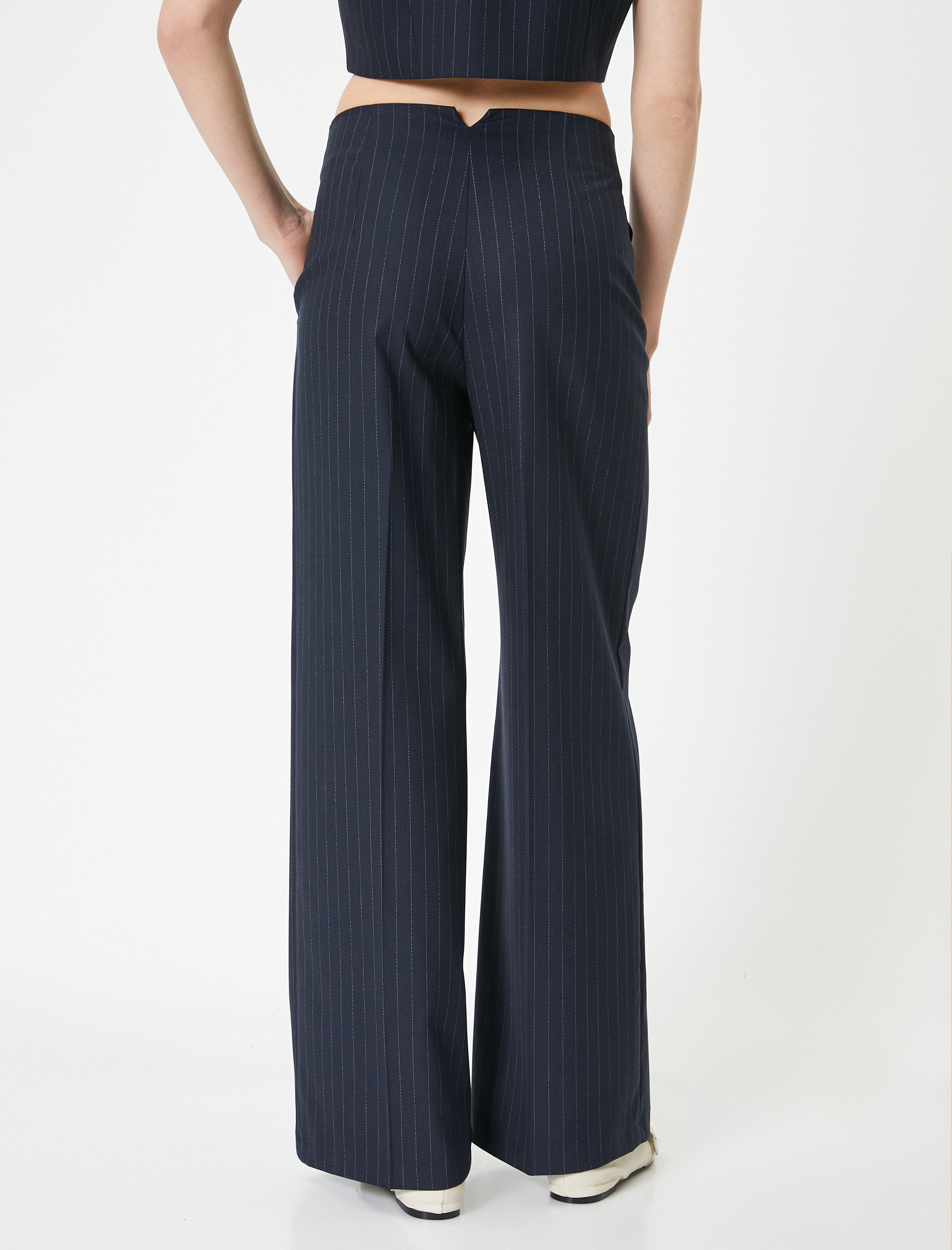   Kumaş Palazzo Pantolon Bol Paça Yüksek Bel