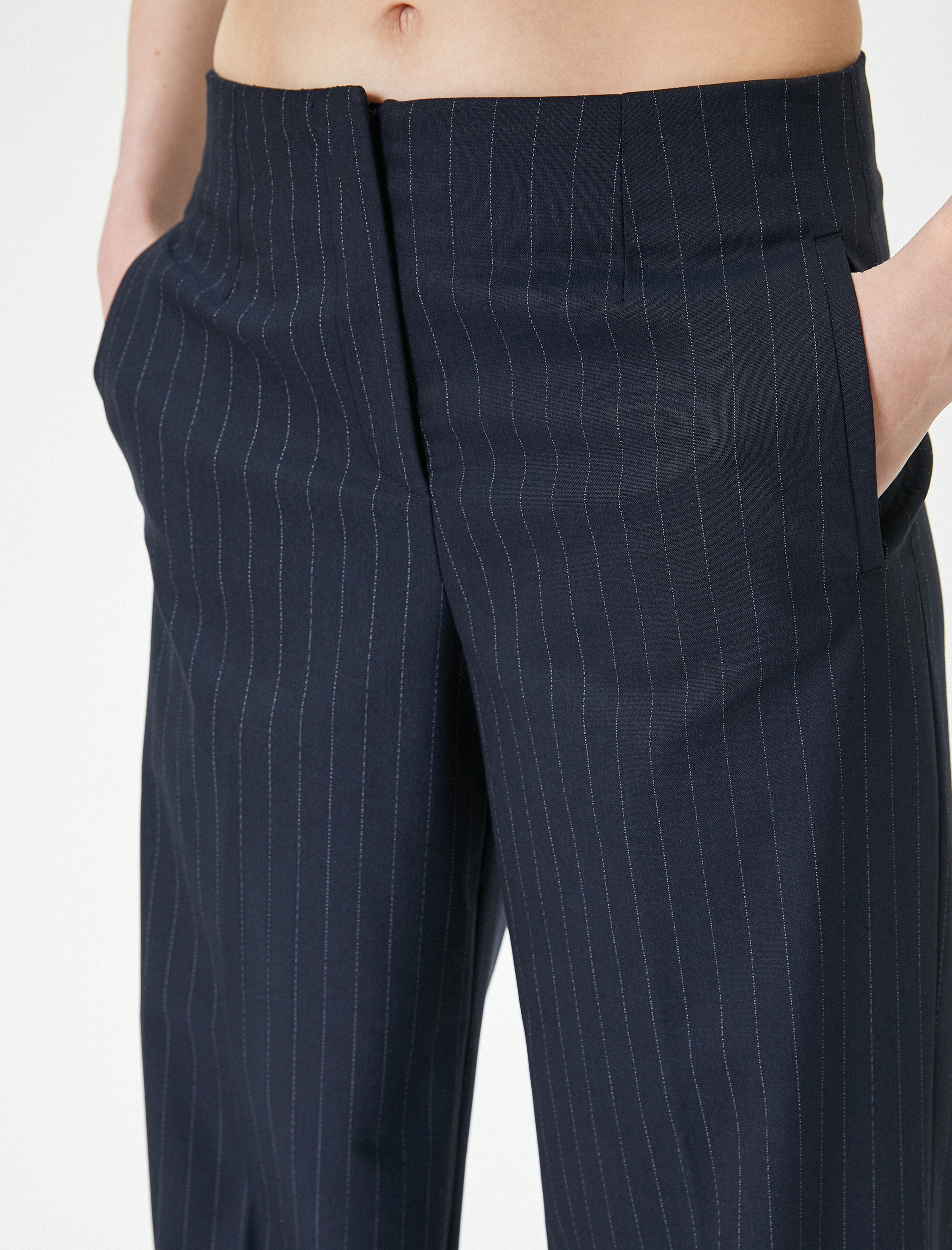   Kumaş Palazzo Pantolon Bol Paça Yüksek Bel