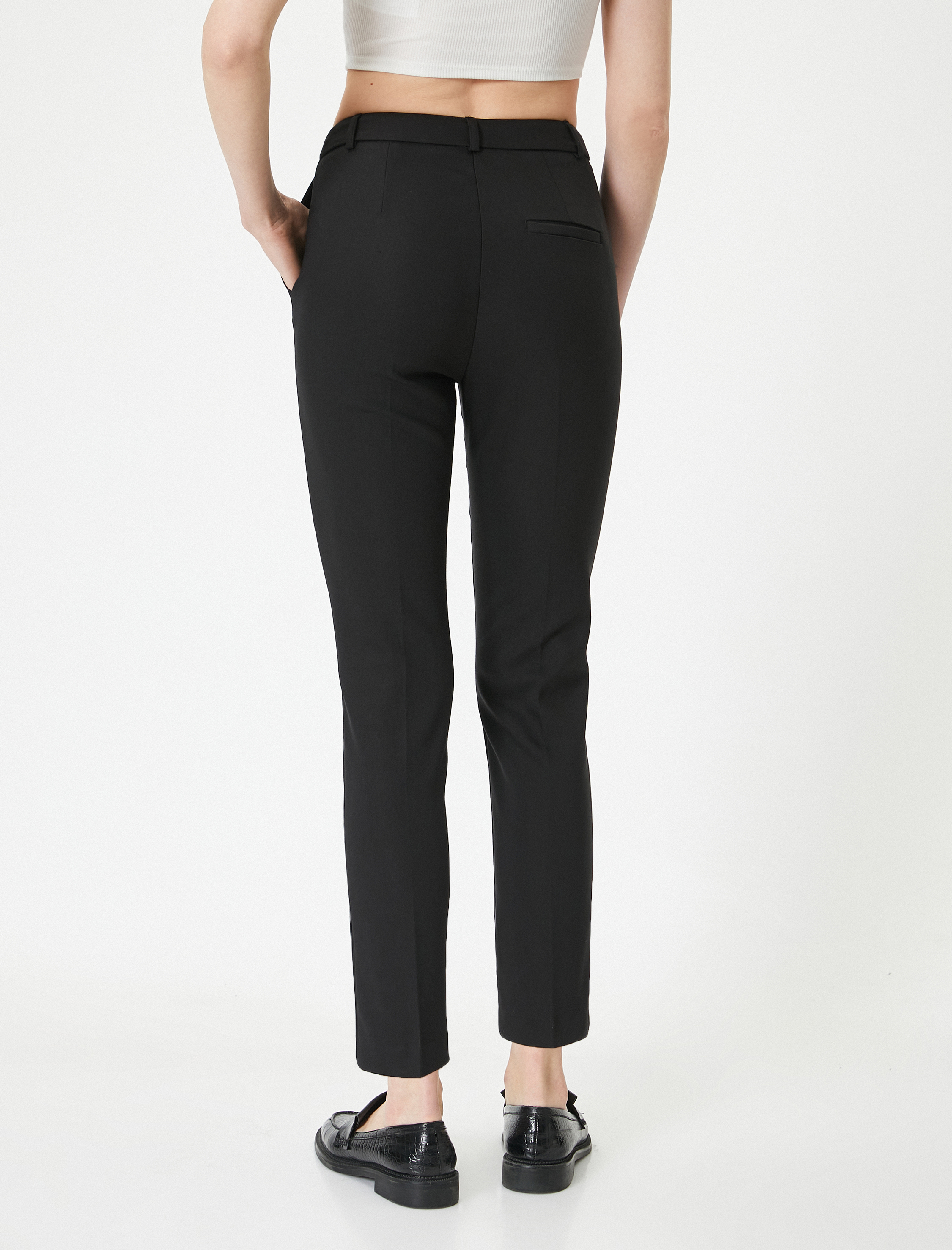   Cigarette Kumaş Pantolon Normal Bel Cepli