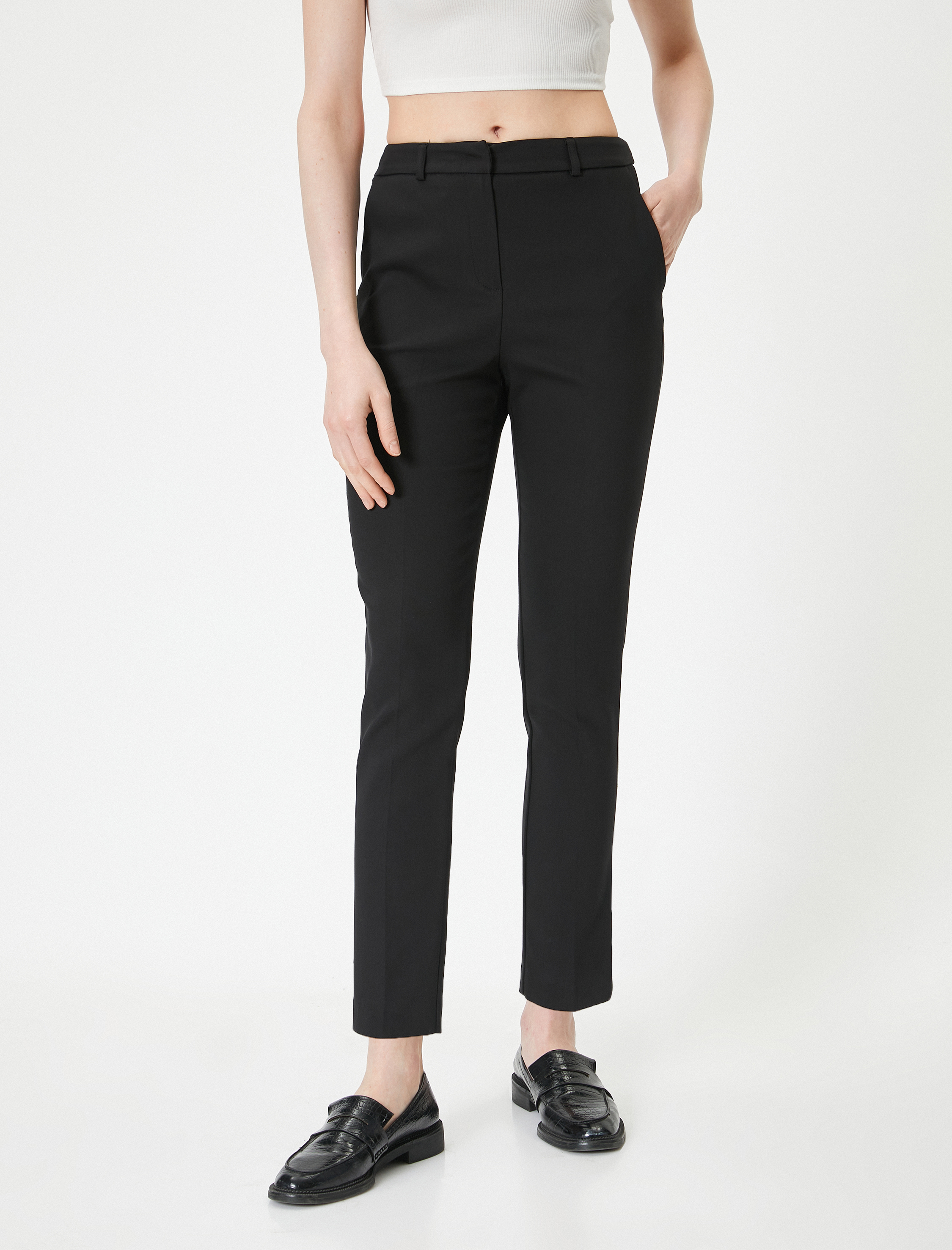   Cigarette Kumaş Pantolon Normal Bel Cepli