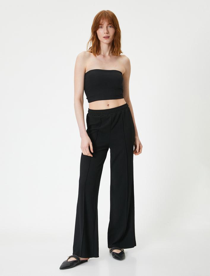  Crop Straplez Üst Dokulu