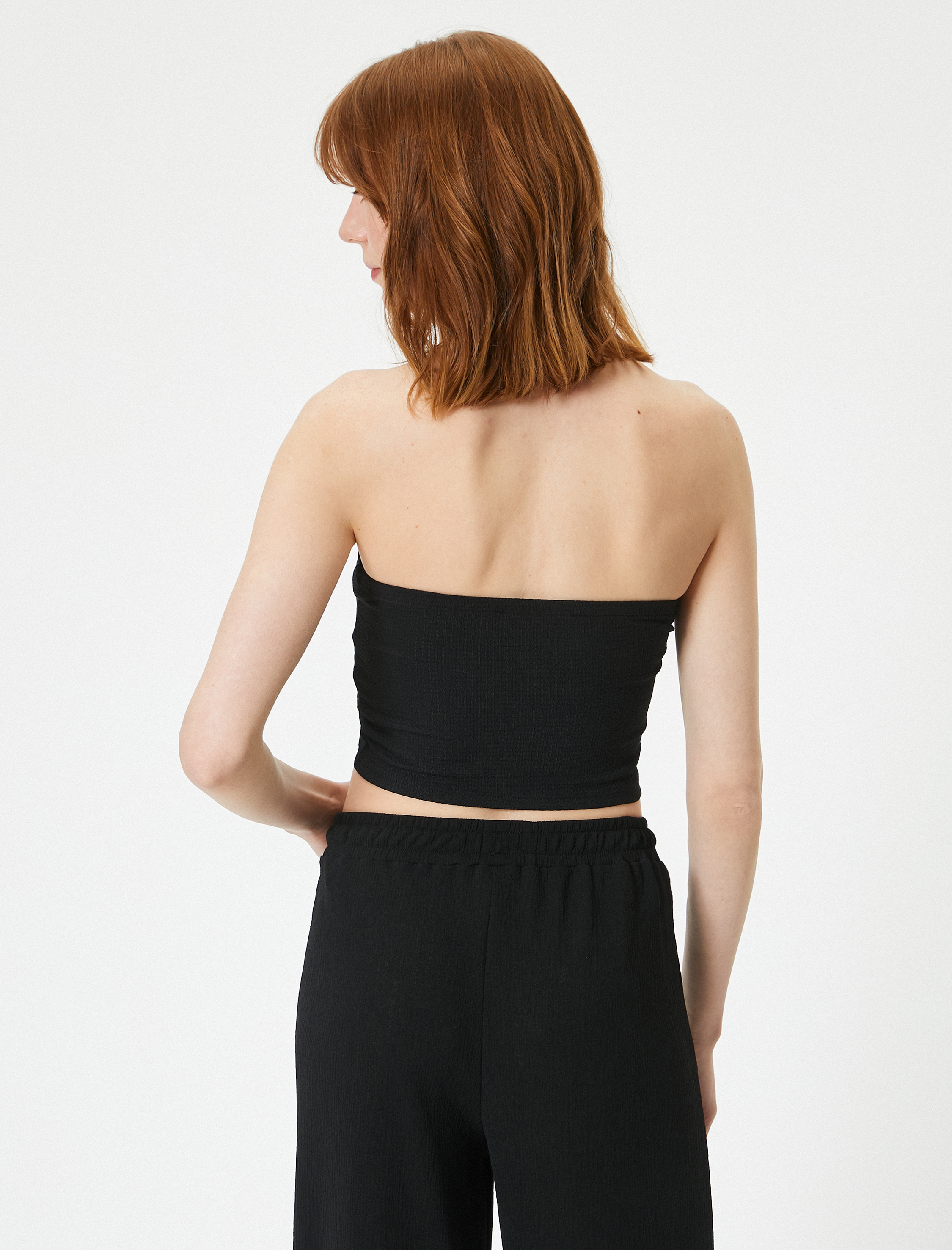   Crop Straplez Üst Dokulu