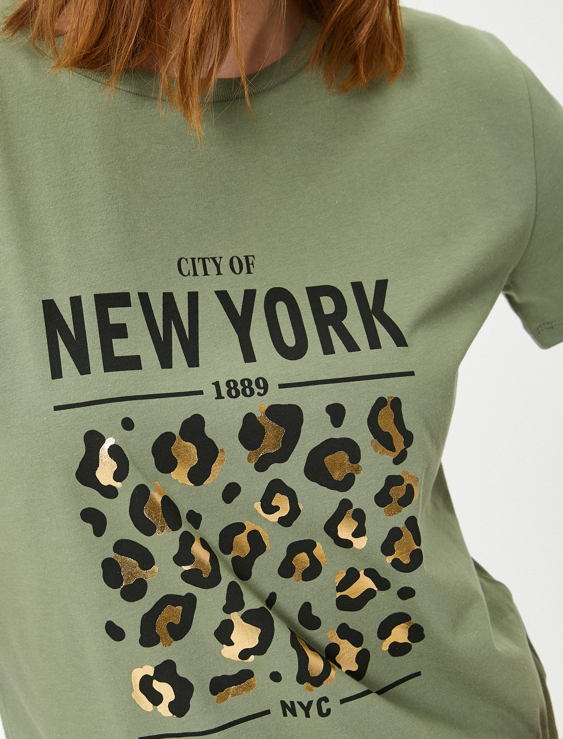   Baskılı Tişört Bisiklet Yaka Kısa Kollu