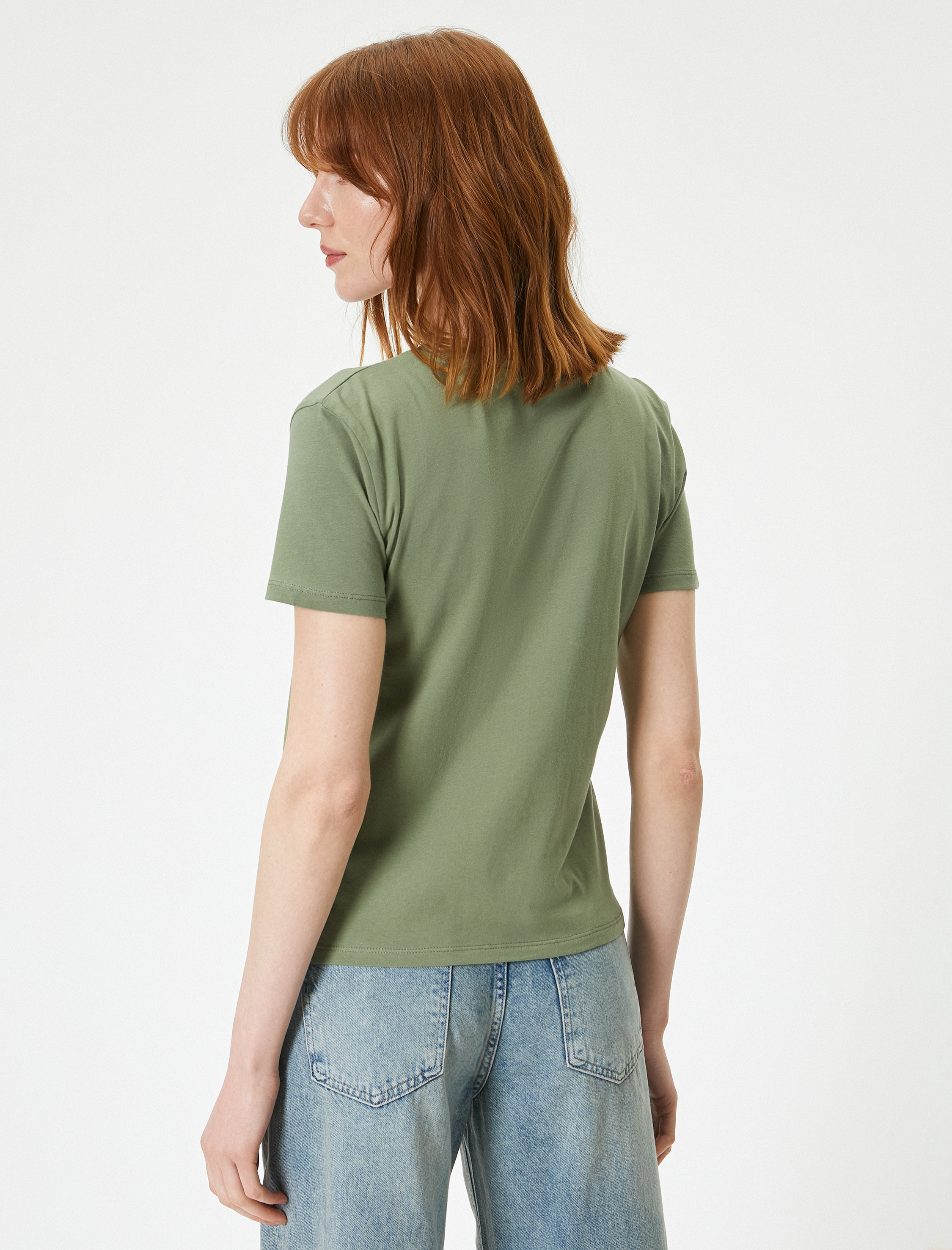   Baskılı Tişört Bisiklet Yaka Kısa Kollu